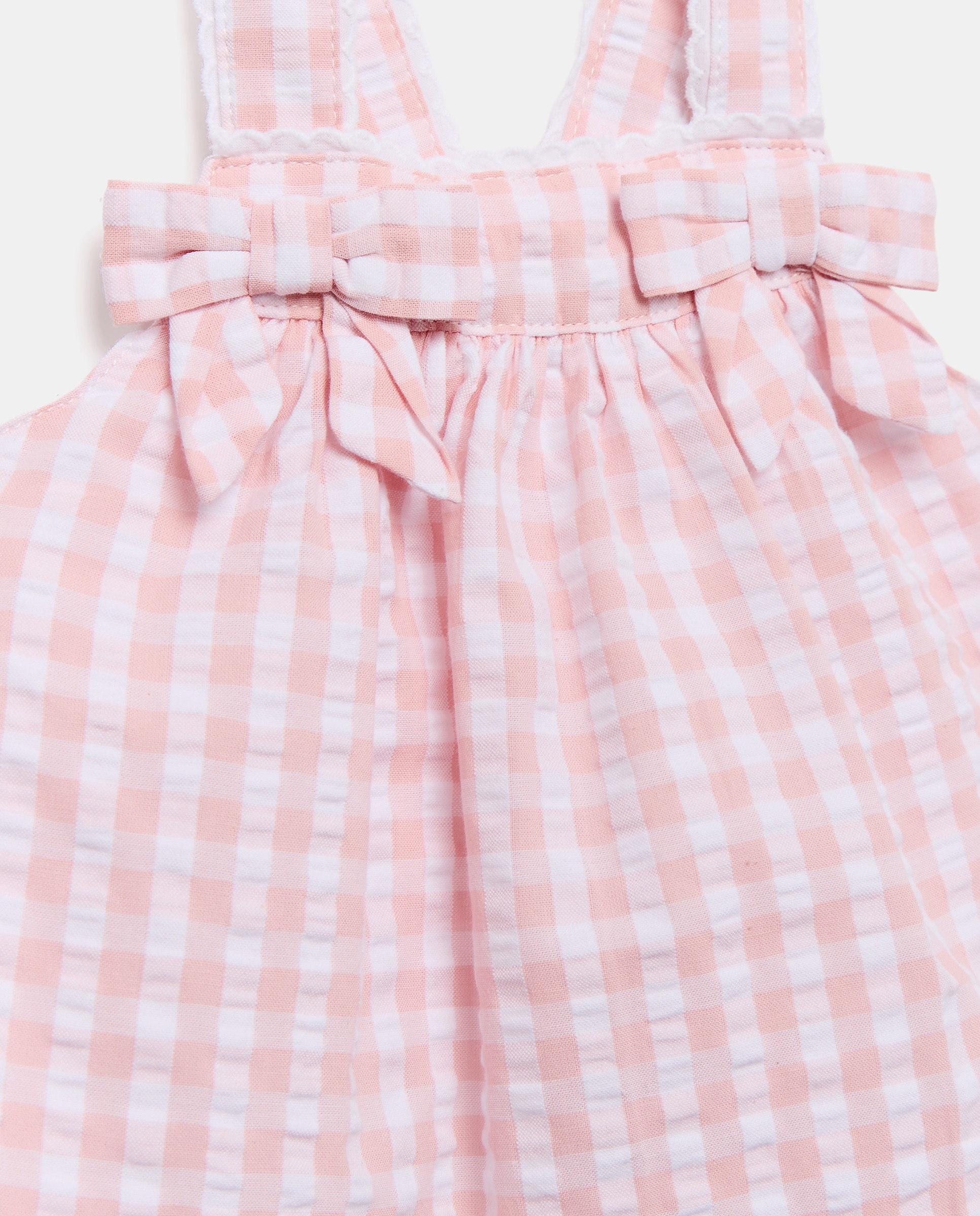 Vestido de Bebé com Alças Vichy e Costas Cruzadas Coconut El Corte Inglés Rosa-3