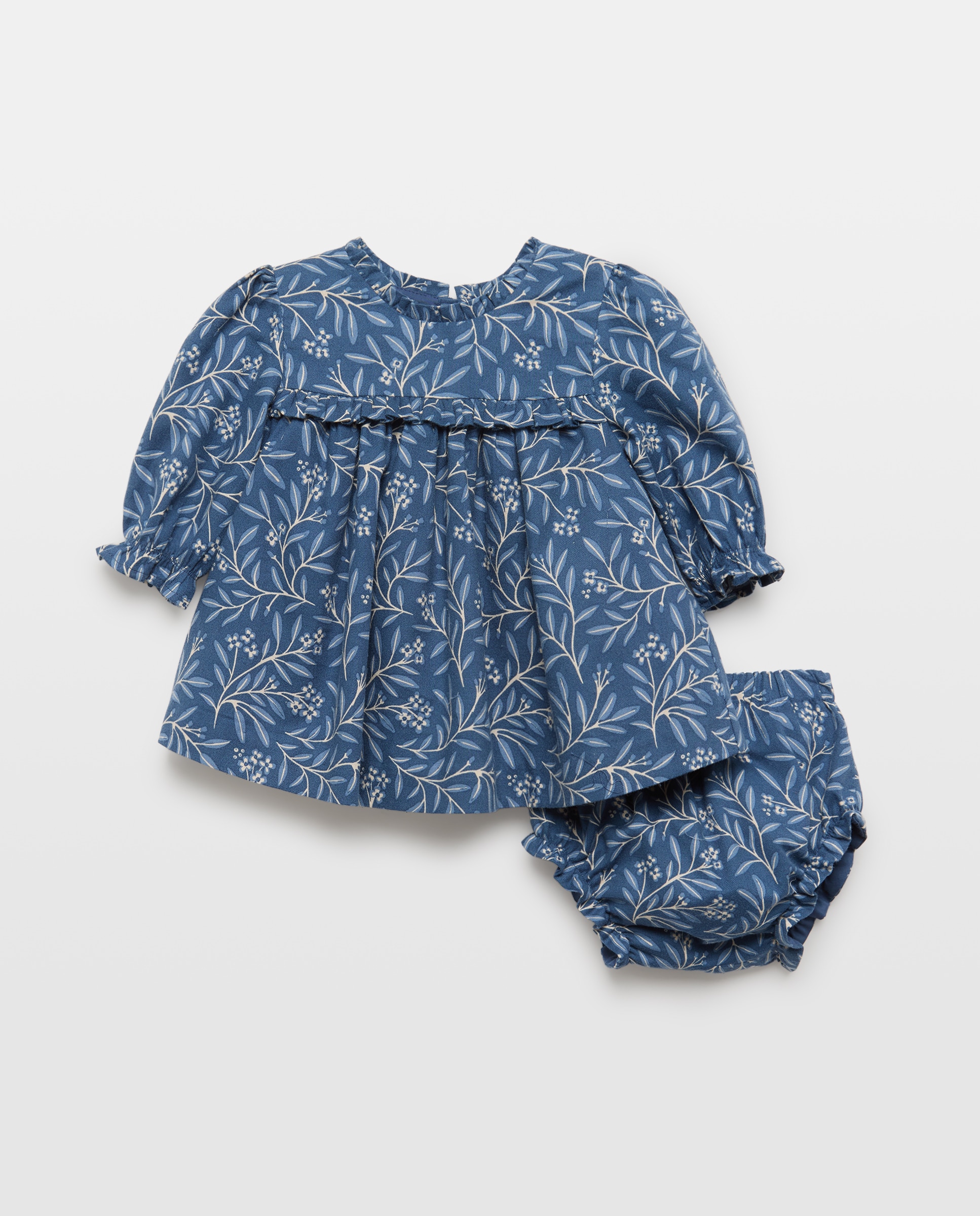 Vestido manga larga con volante estampado bicolor de bebé - Coconut El Corte Inglés - Azul Azul-1