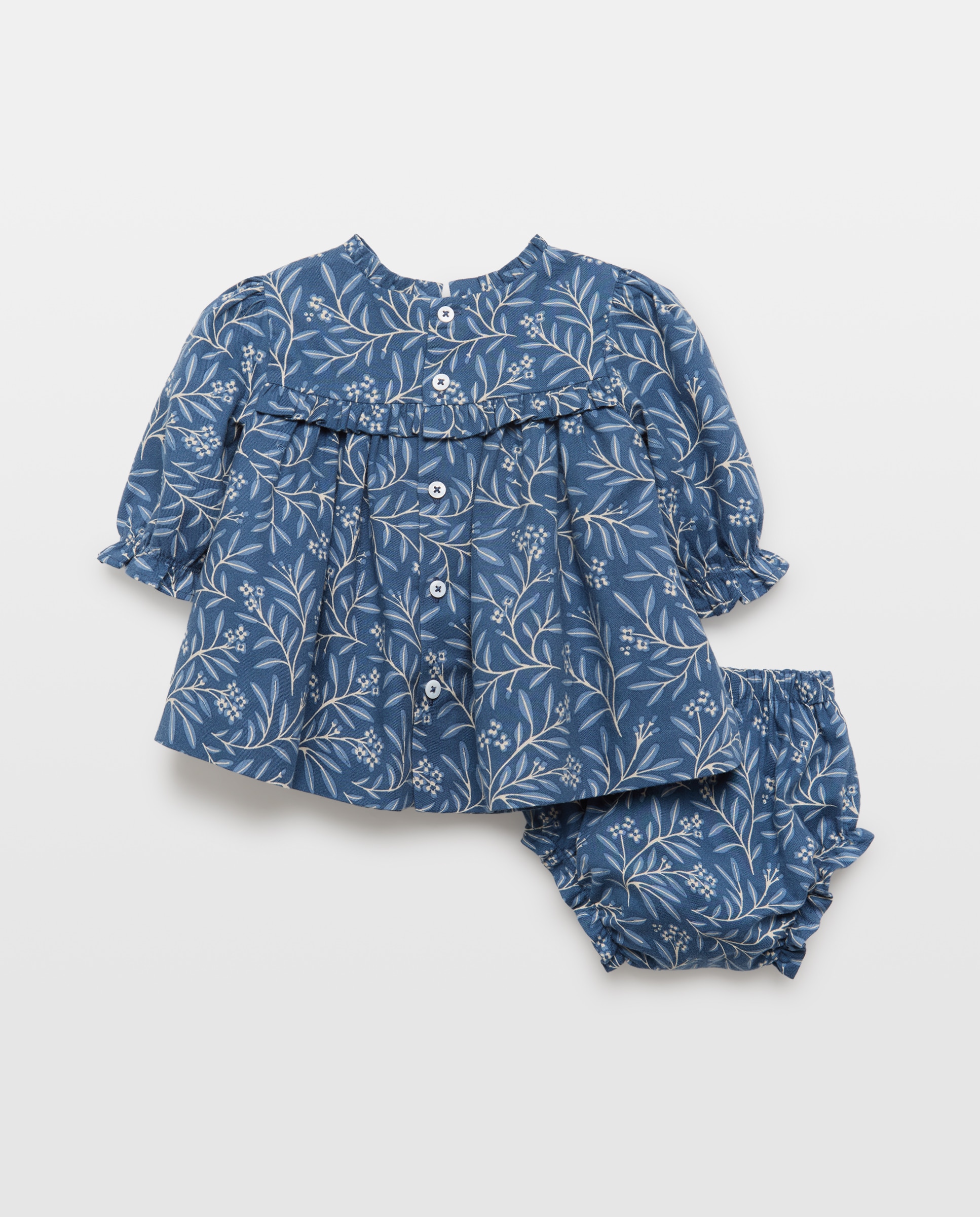 Vestido manga larga con volante estampado bicolor de bebé - Coconut El Corte Inglés - Azul Azul-2
