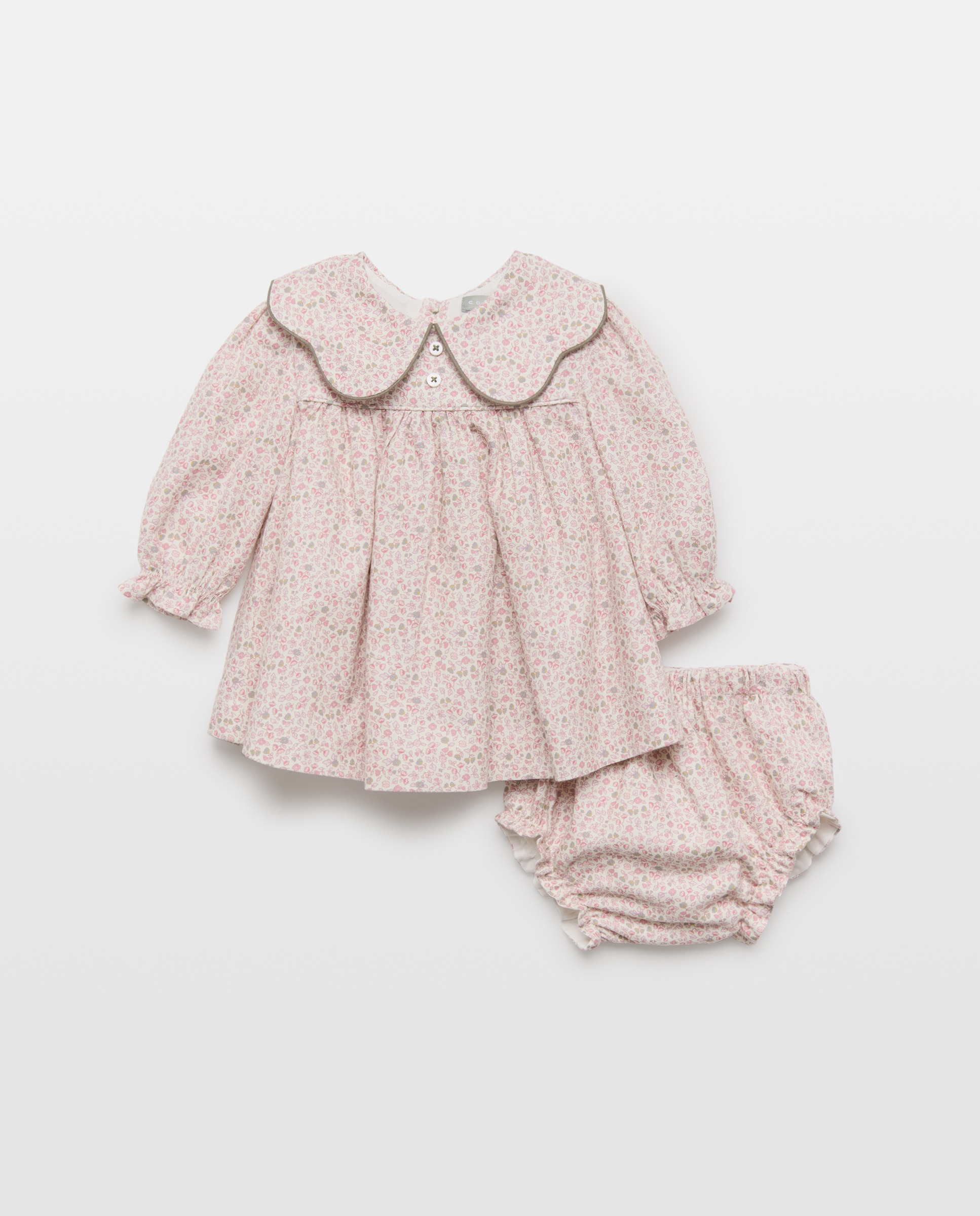 Vestido manga larga con festón estampado flores de bebé - Coconut El Corte Inglés - Rojo Rojo-1