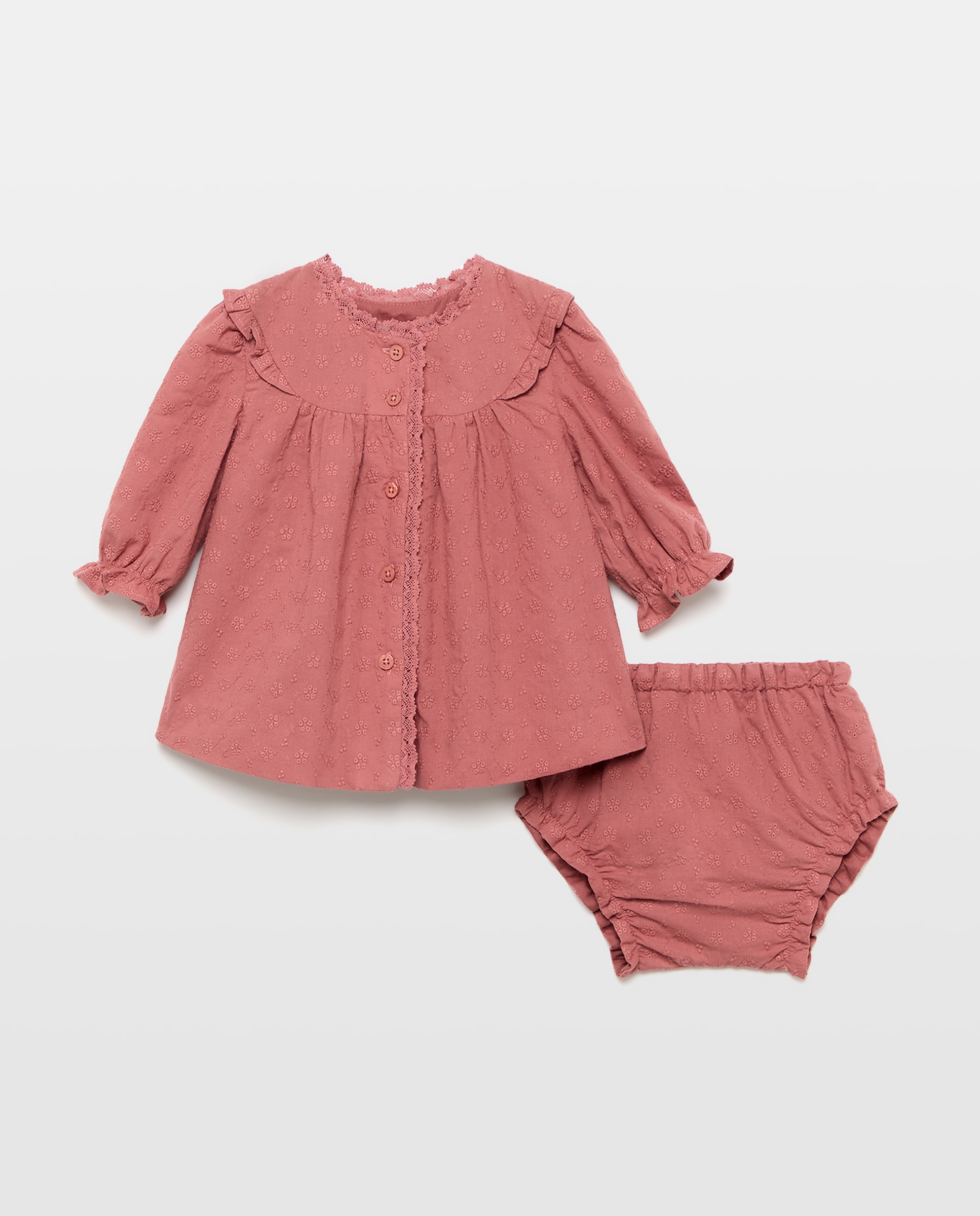 Vestido manga larga con tira bordada y bolsillo bordado de bebé - Coconut El Corte Inglés - Azafrán Azafrán-1