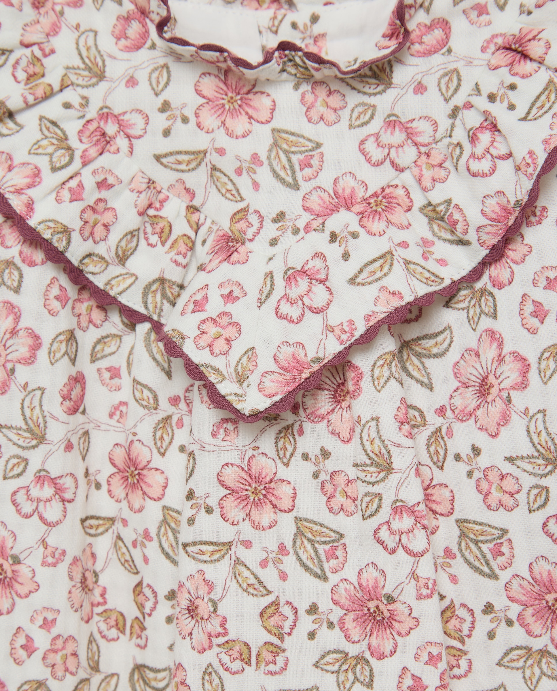 Vestido manga larga con volante y estampado flor de bebé - Coconut El Corte Inglés - Blanco Blanco-3