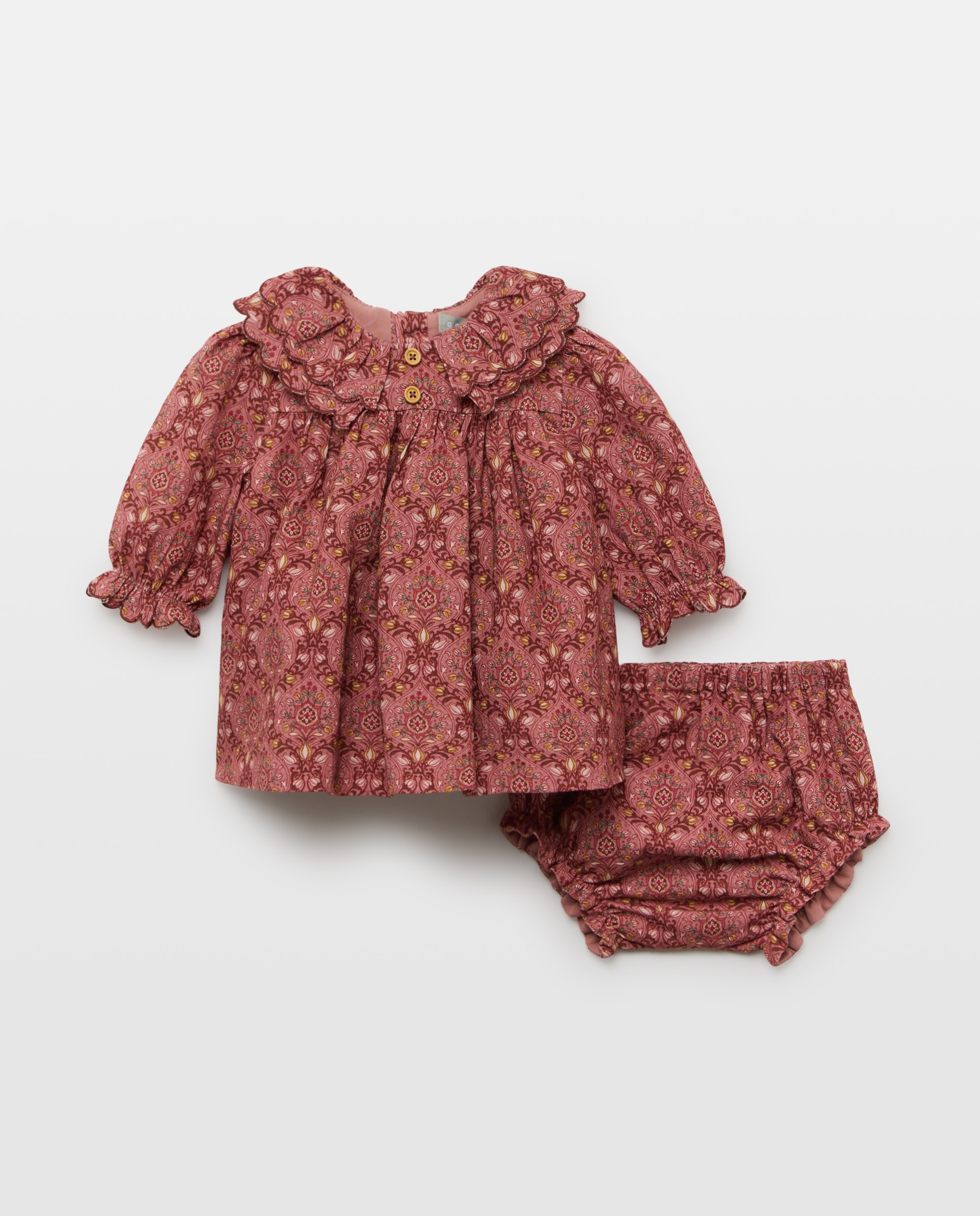 Vestido manga larga con festón doble estampado flor de bebé - Coconut El Corte Inglés - Rosa Rosa-1