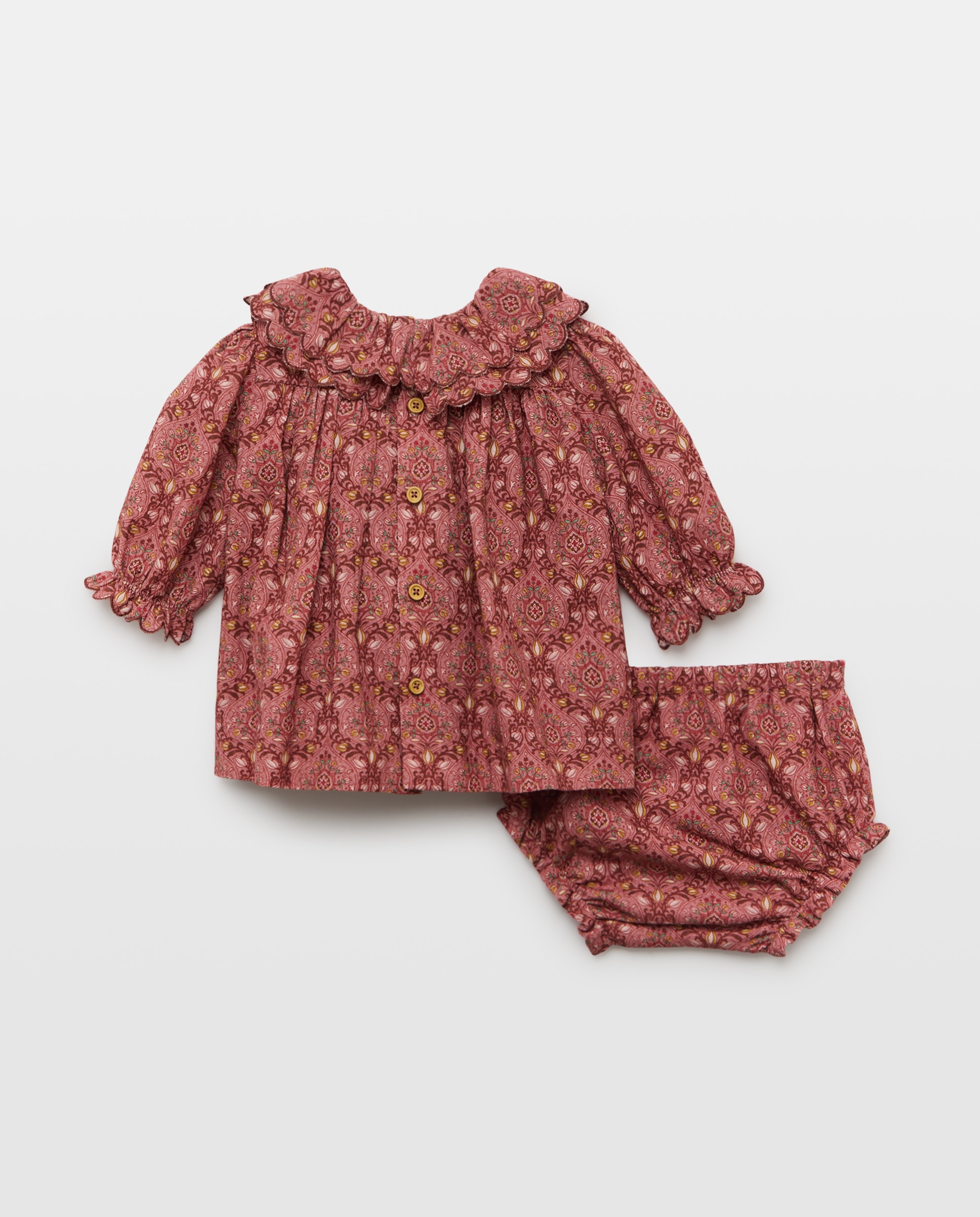 Vestido manga larga con festón doble estampado flor de bebé - Coconut El Corte Inglés - Rosa Rosa-2