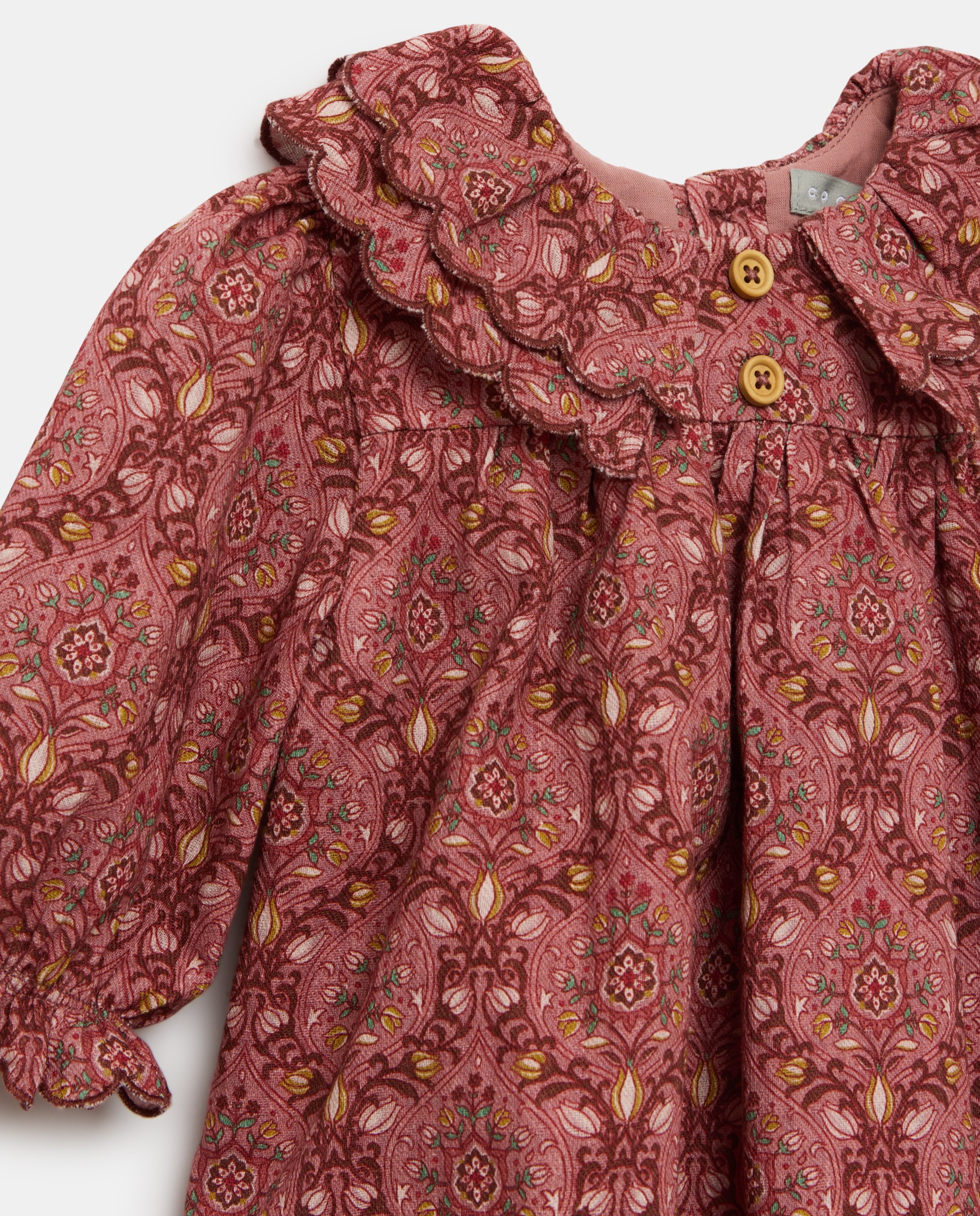 Vestido manga larga con festón doble estampado flor de bebé - Coconut El Corte Inglés - Rosa Rosa-3