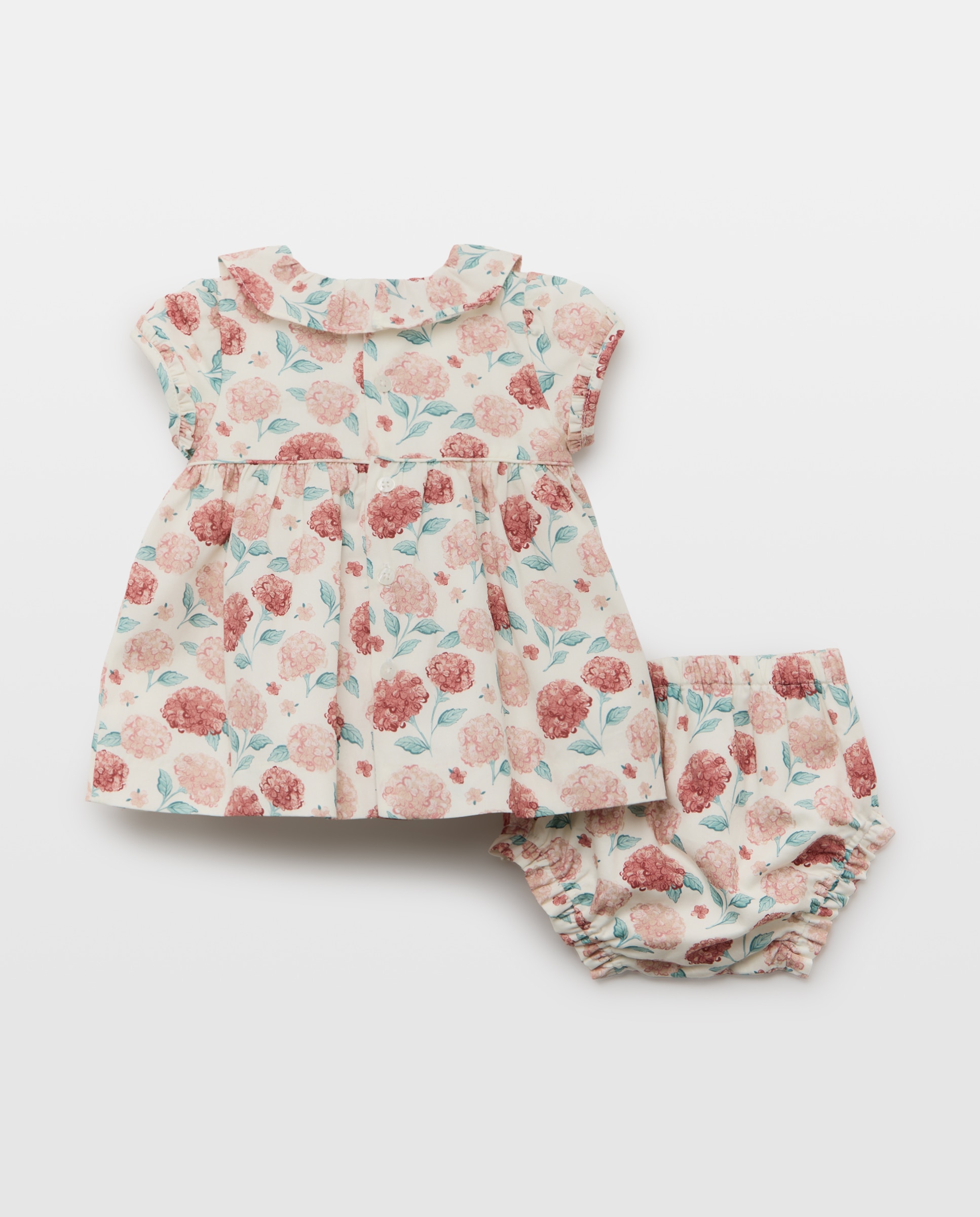 Vestido manga corta cuello gola nido de abeja mano all over print flor hortensia de bebé - Coconut El Corte Inglés - Rosa Rosa-2