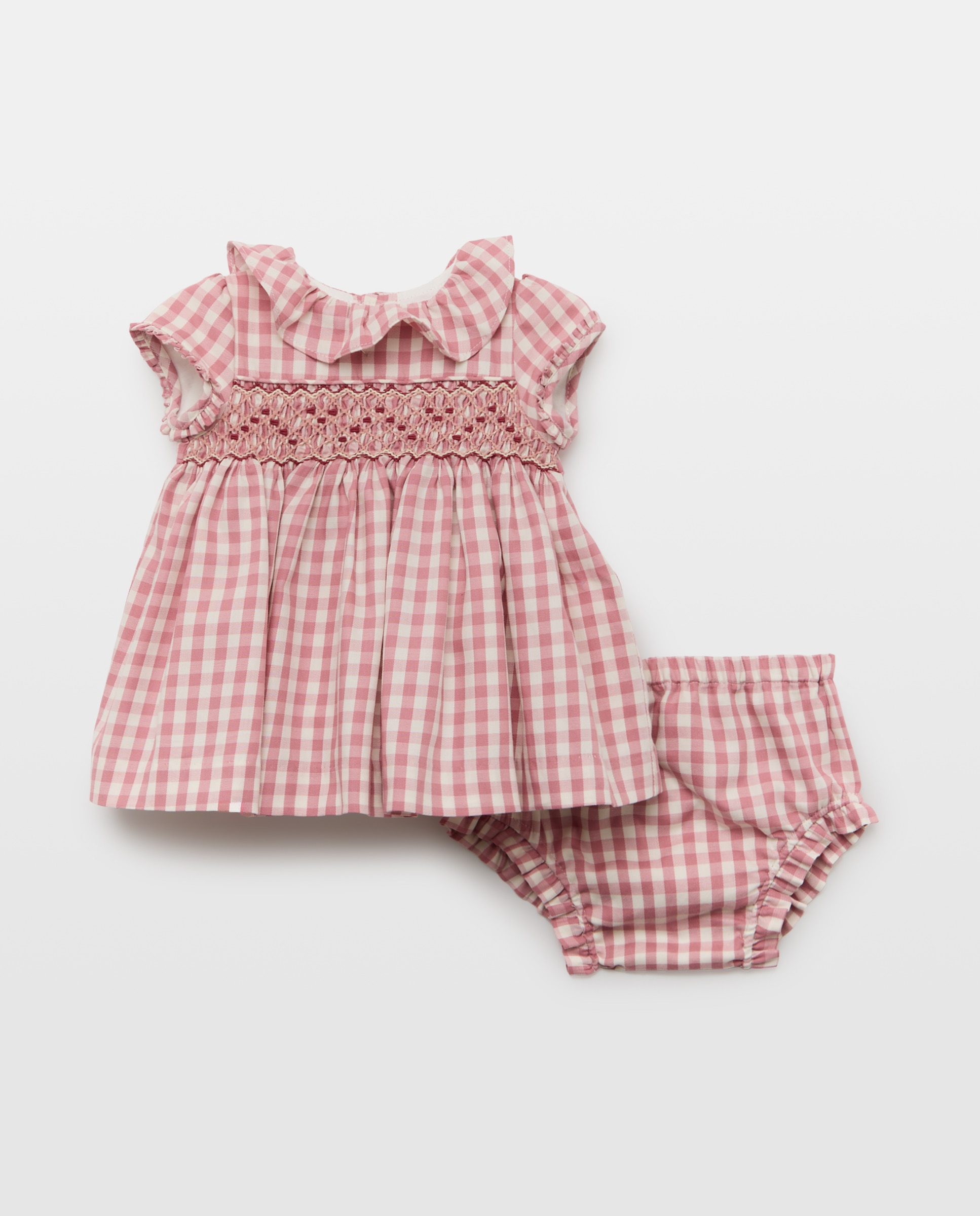 Vestido manga corta cuello gola nido de abeja mano - Coconut El Corte Inglés - vichy de bebé - Rosa Rosa-1