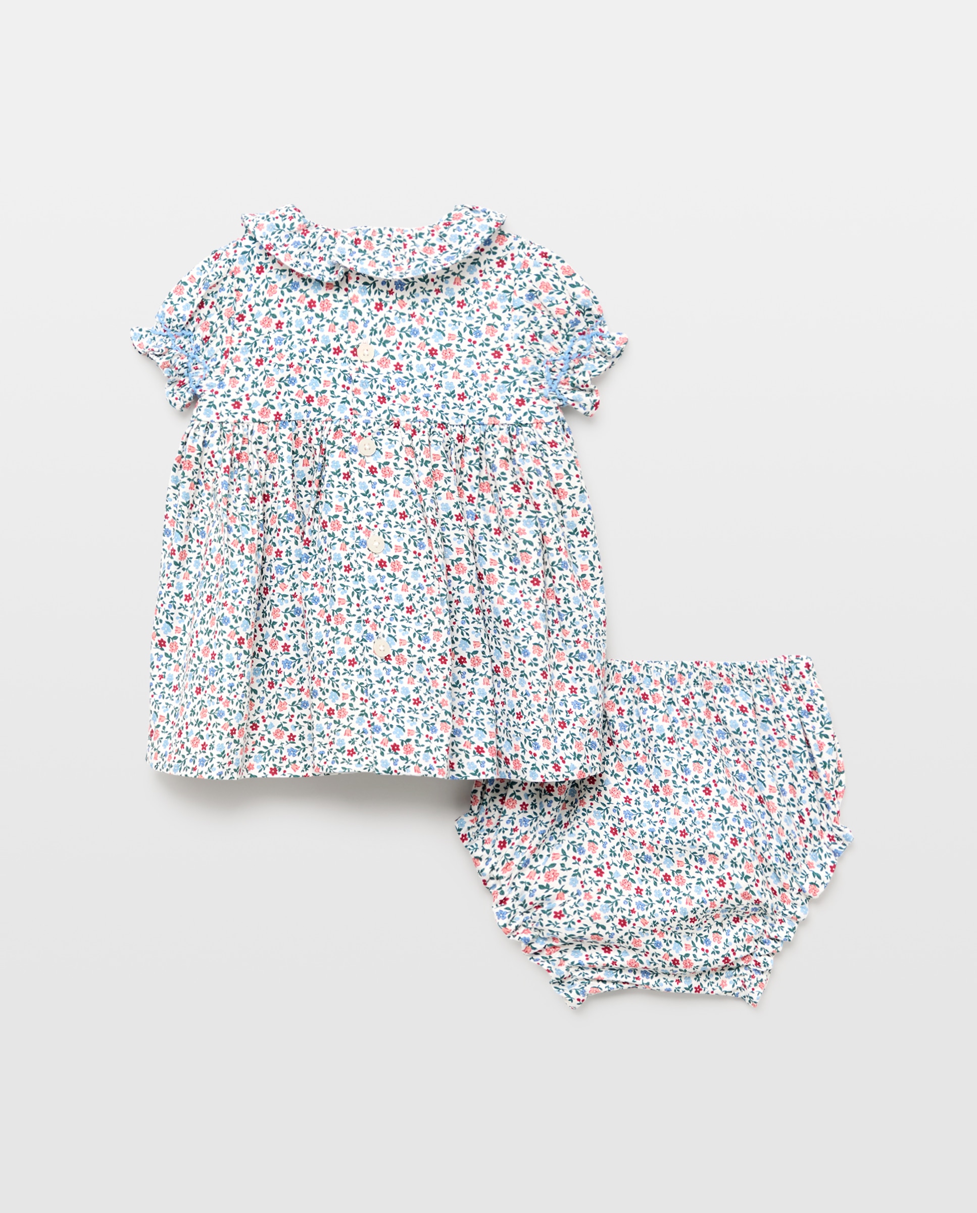 Imagen 2 de Vestido de bebé niña con nido de abeja y estampado de flores - Coconut El Corte Inglés - Azul Azul