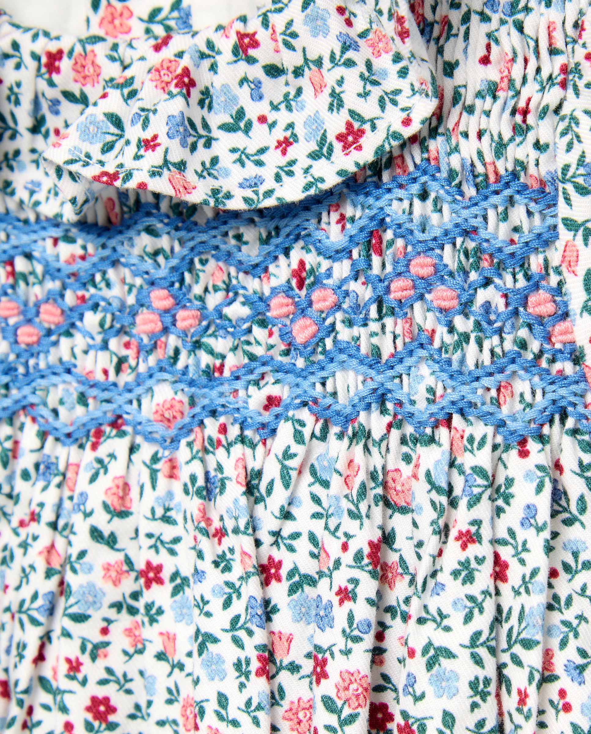 Imagen 3 de Vestido de bebé niña con nido de abeja y estampado de flores - Coconut El Corte Inglés - Azul Azul