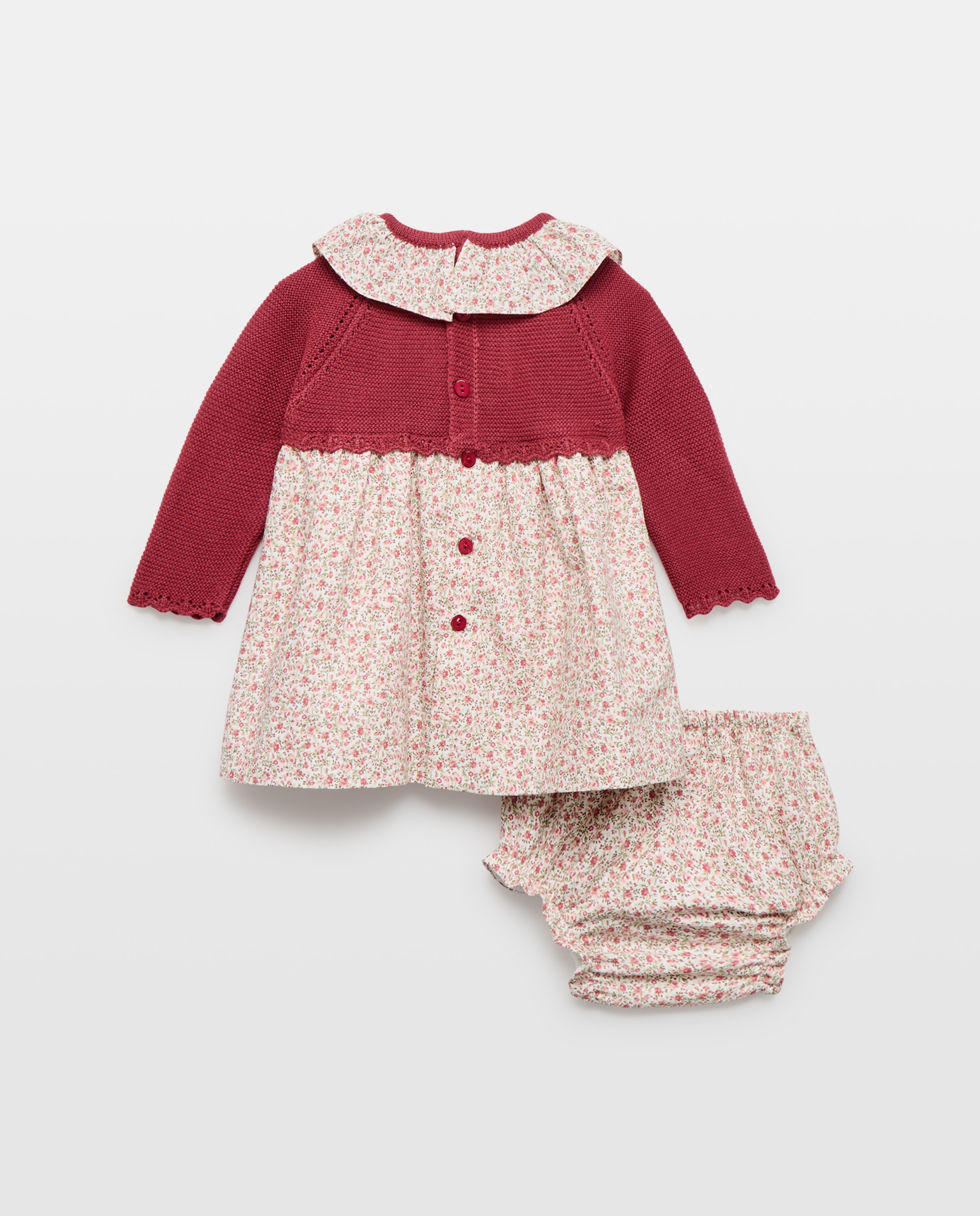 Vestido Tipo Casaco de Bebé com Estampado de Fantasia Vermelho-2