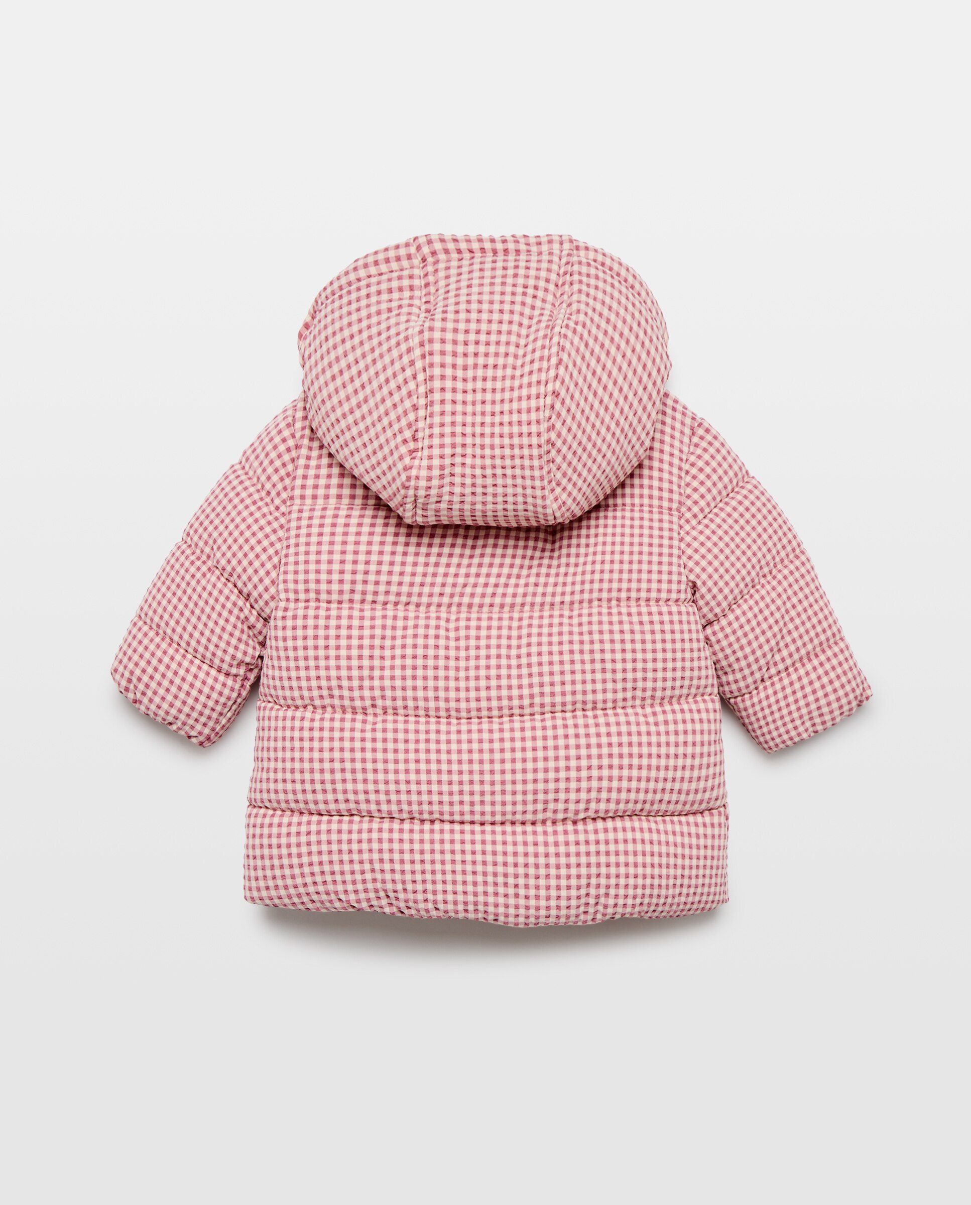 Parka Comprida de Nylon e Seersucker de Bebé com Capuz Desmontável de Pelo Coconut El Corte Inglés Rosa-2
