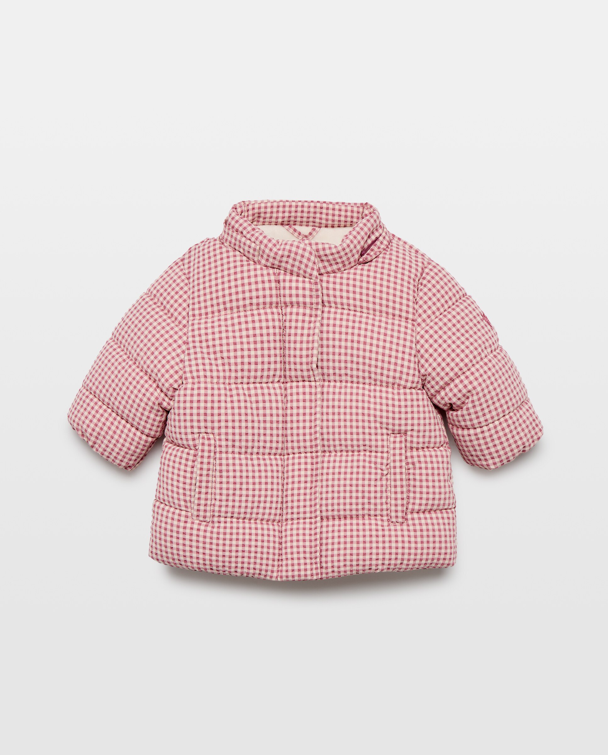 Parka Comprida de Nylon e Seersucker de Bebé com Capuz Desmontável de Pelo Coconut El Corte Inglés Rosa-3
