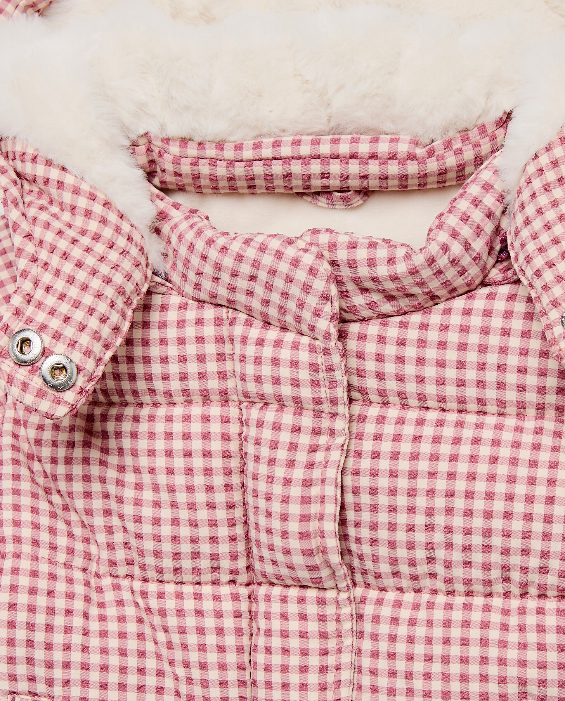 Parka Comprida de Nylon e Seersucker de Bebé com Capuz Desmontável de Pelo Coconut El Corte Inglés Rosa-4