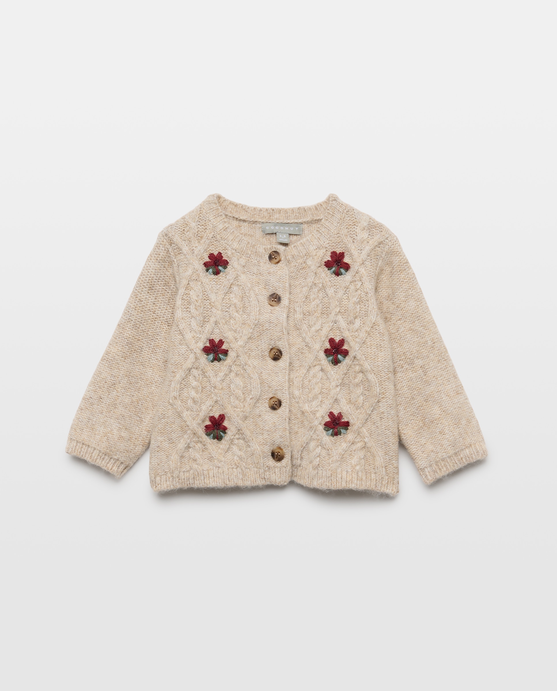 Chaqueta con ochos y bordado a mano flor de bebé - Coconut El Corte Inglés - Tostado Tostado-1