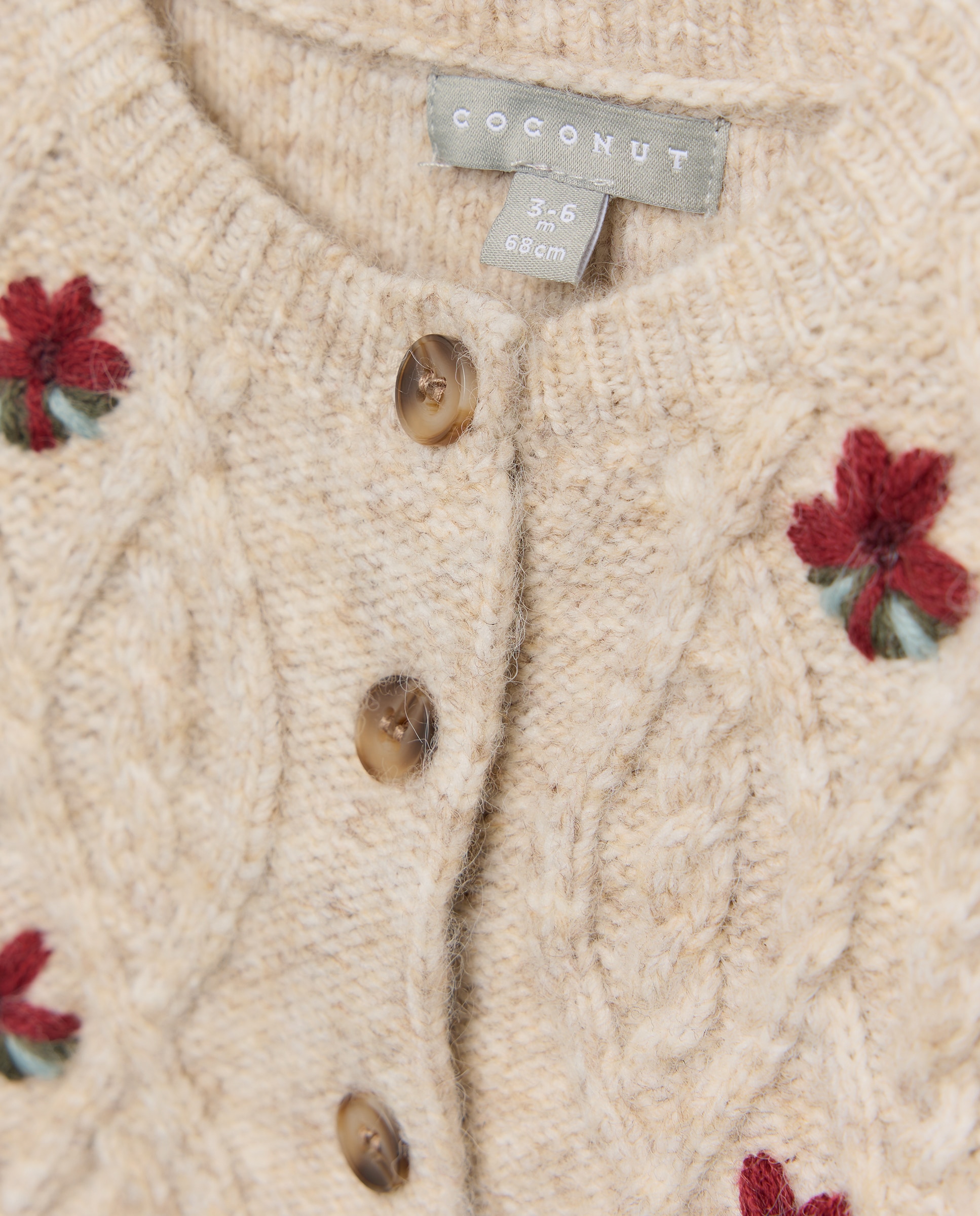 Chaqueta con ochos y bordado a mano flor de bebé - Coconut El Corte Inglés - Tostado Tostado-3