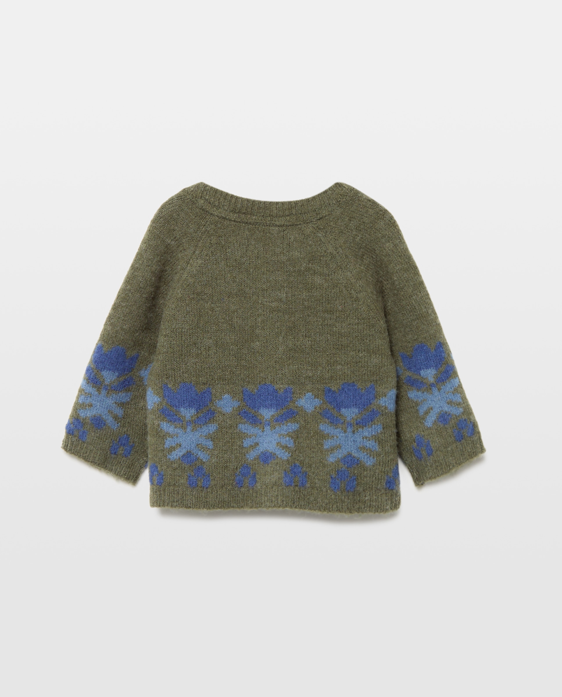 Casaco até à Anca de Bebé com Estampado Floral Verde-2