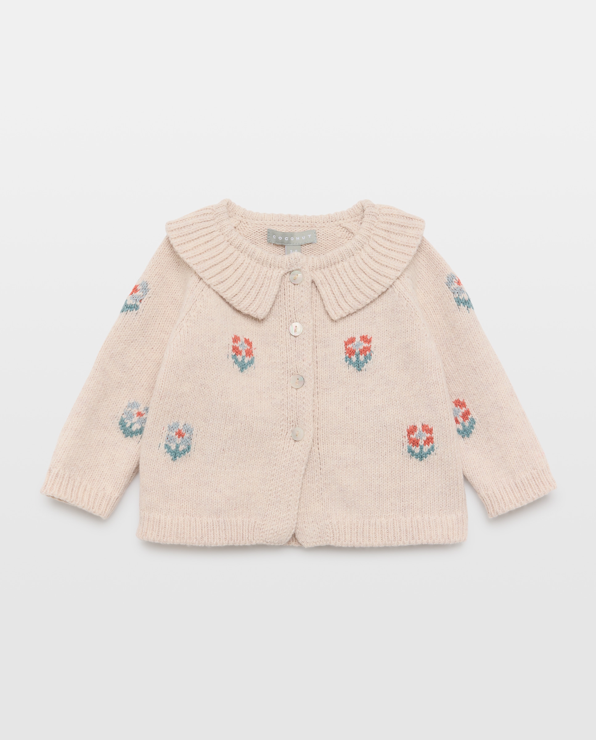 Imagen 0 de Chaqueta a cadera gola flores de bebé Blanco