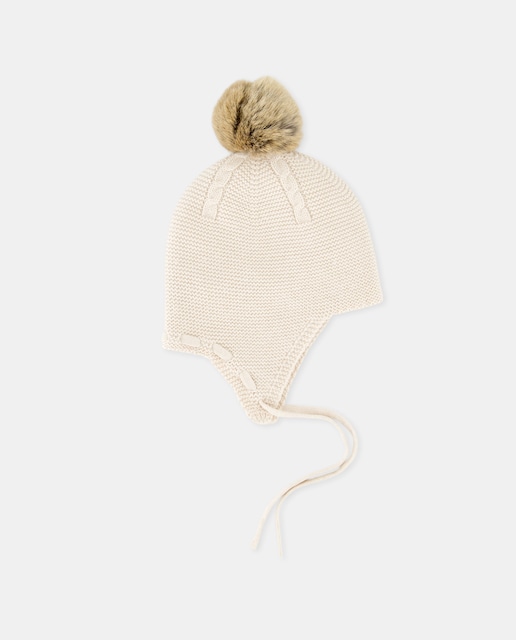 Imagen 0 de Gorro tricot ochos con pelo conejo de bebé niño