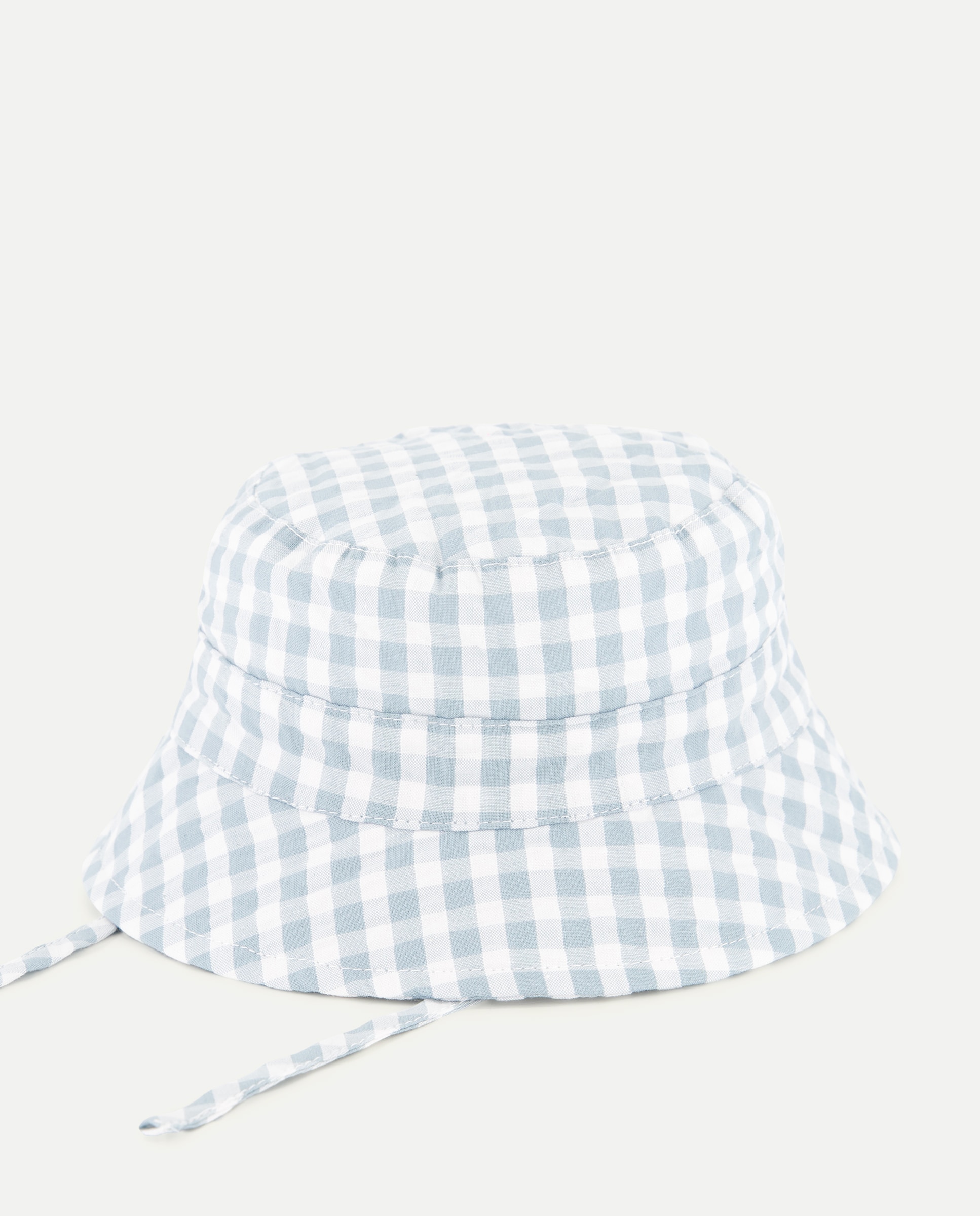 Gorro Pescador de Seersucker de Bebé com Vichy Verde-1