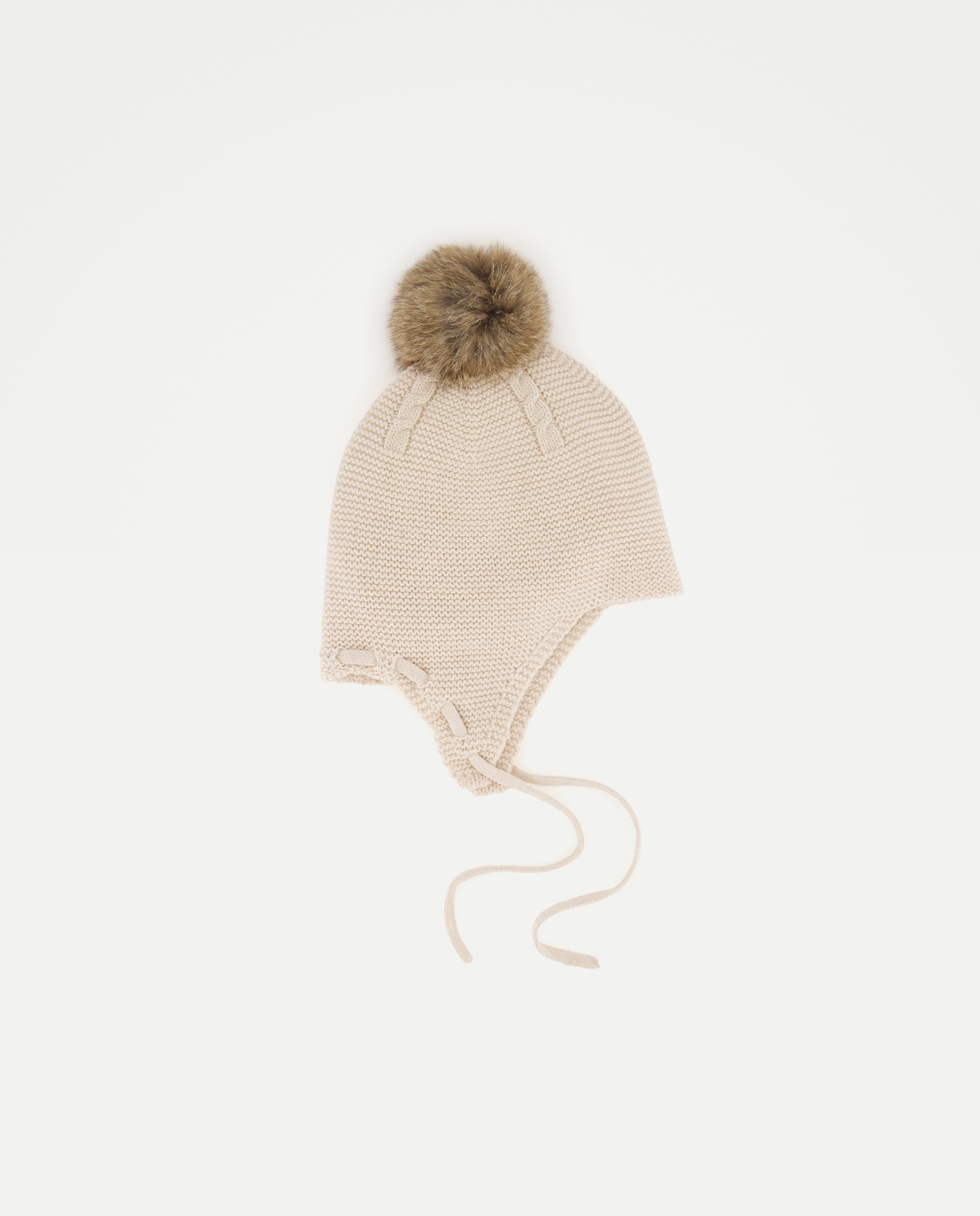 Imagem 0 de Gorro de Tricot de Malha do Cabo e Pelo de Coelho de Bebé