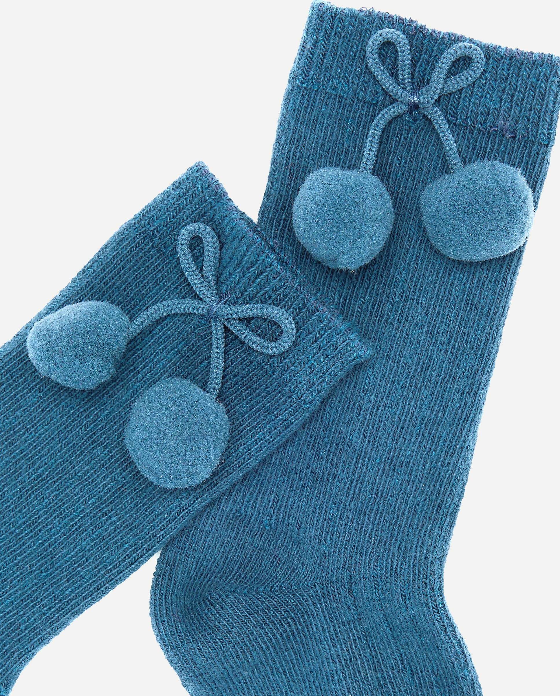 Meias Lisas de Bebé com Pompom Azul-escuro-2