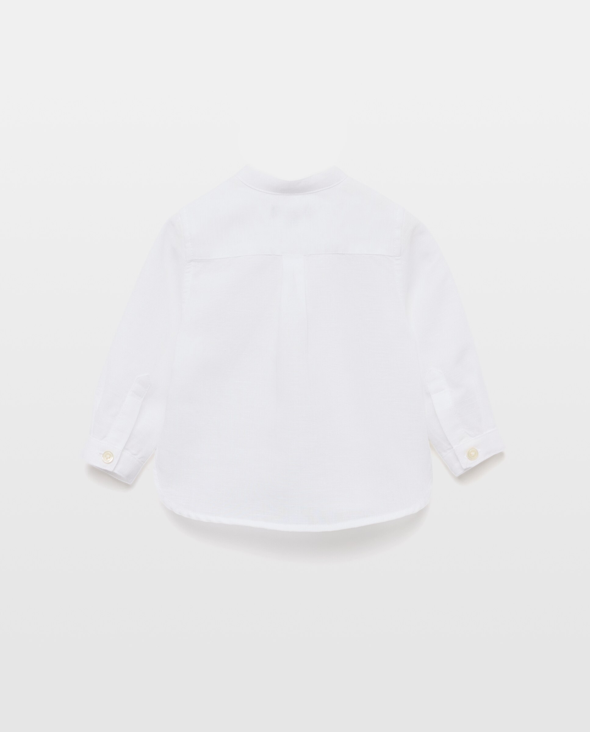 Camisa de Algodão e Linho de Bebé com Manga Comprida e Gola à Padre Coconut El Corte Inglés Branco-2