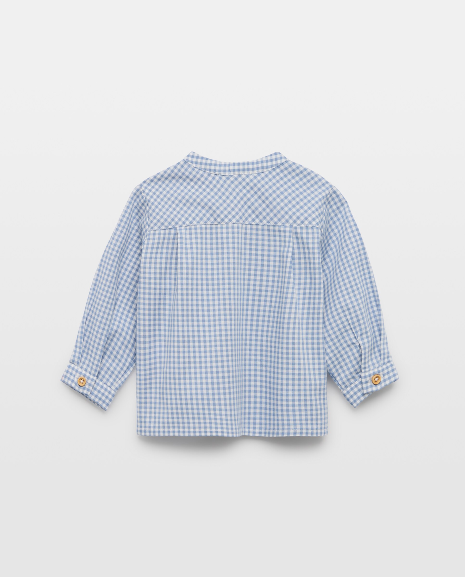 Camisa Vichy de Bebé com Manga Comprida e Gola à Padre Coconut El Corte Inglés Azul-2