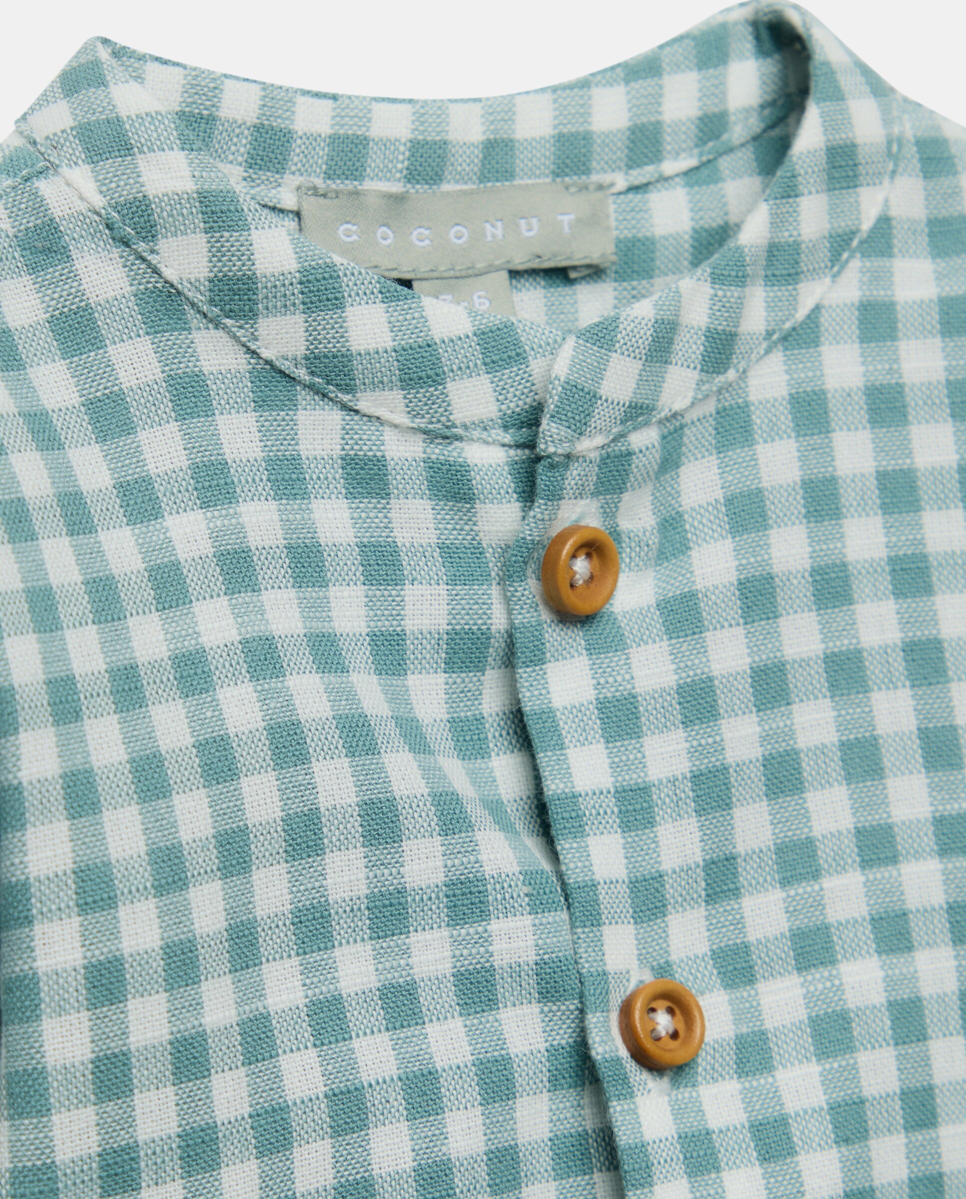 Camisa Vichy de Bebé com Manga Comprida e Gola à Padre Coconut El Corte Inglés Verde-3