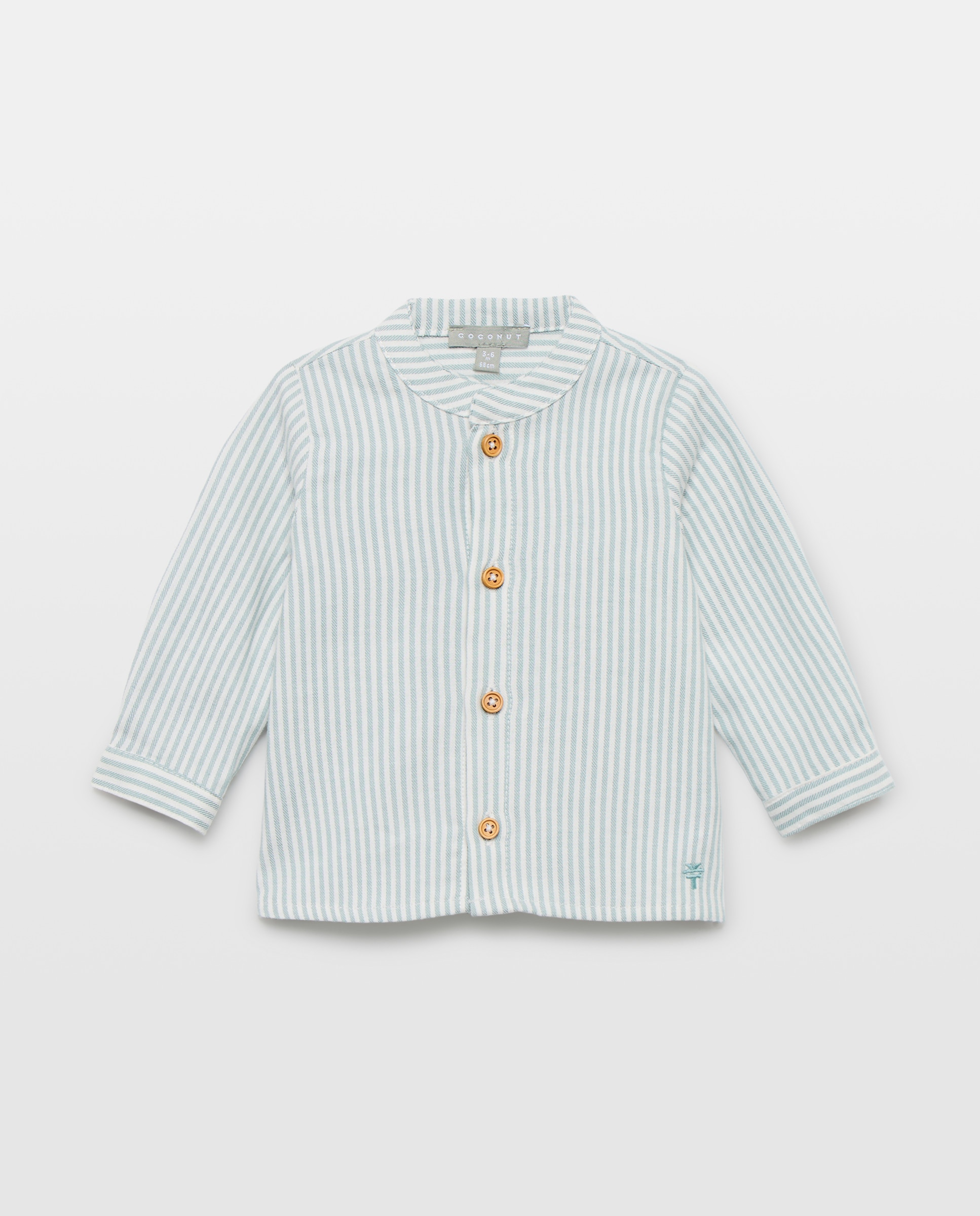 Imagen 0 de Camisa de manga larga con cuello mao de bebé Verde