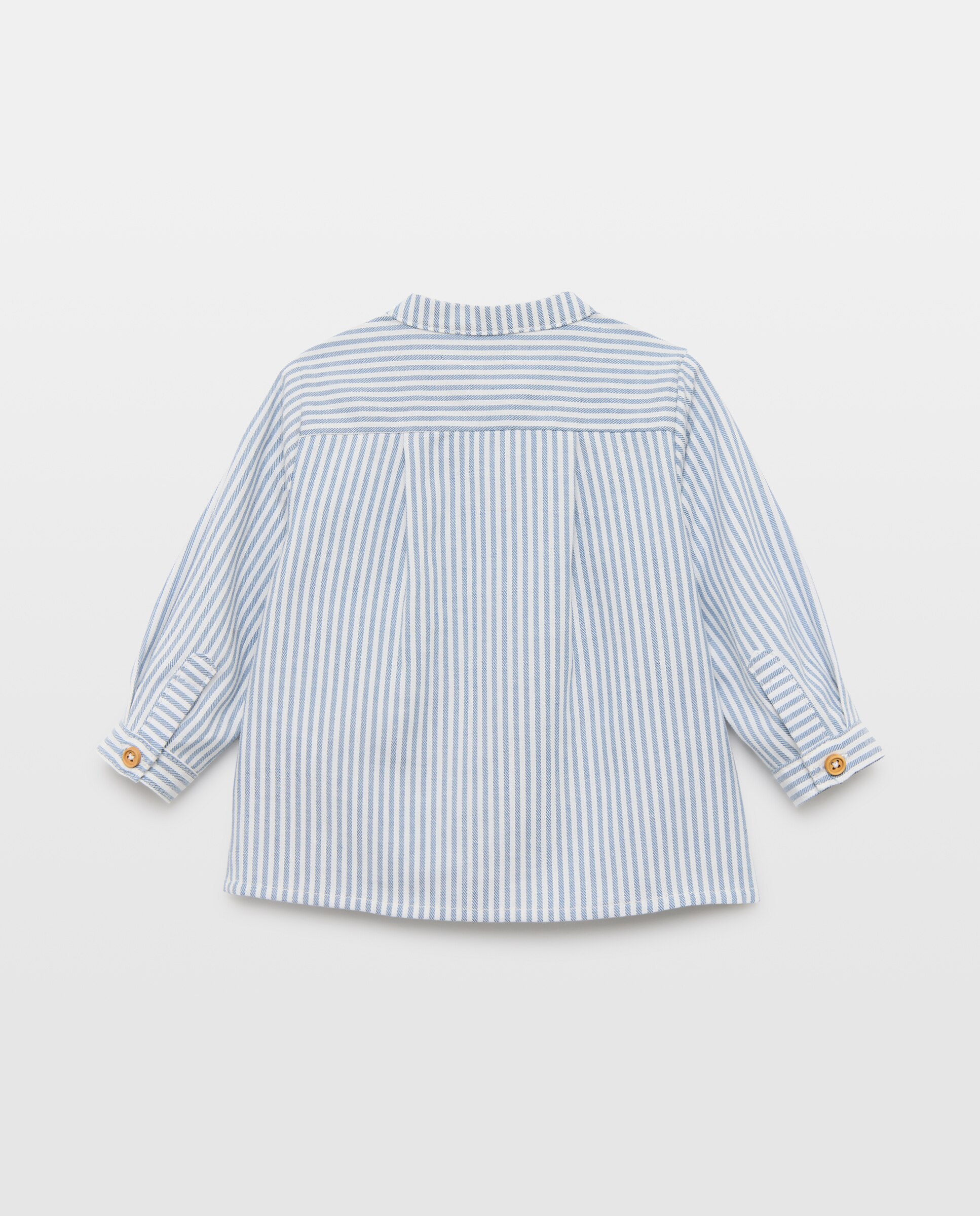 Camisa de Bebé com Manga Comprida e Gola à Padre Azul-2