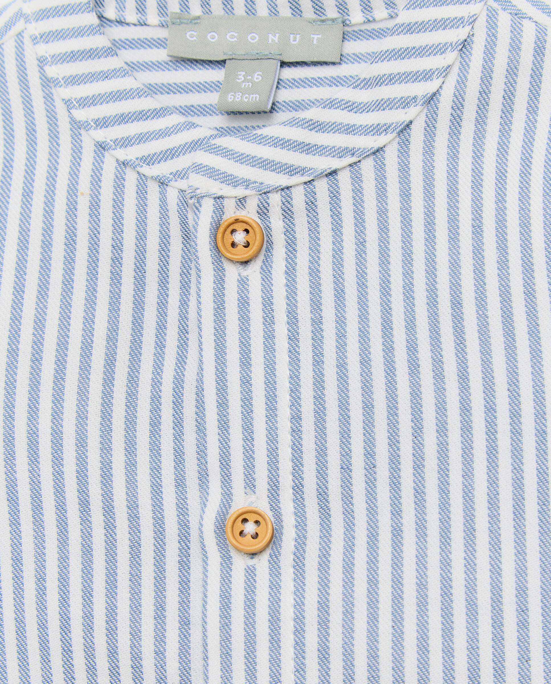 Camisa de Bebé com Manga Comprida e Gola à Padre Azul-3