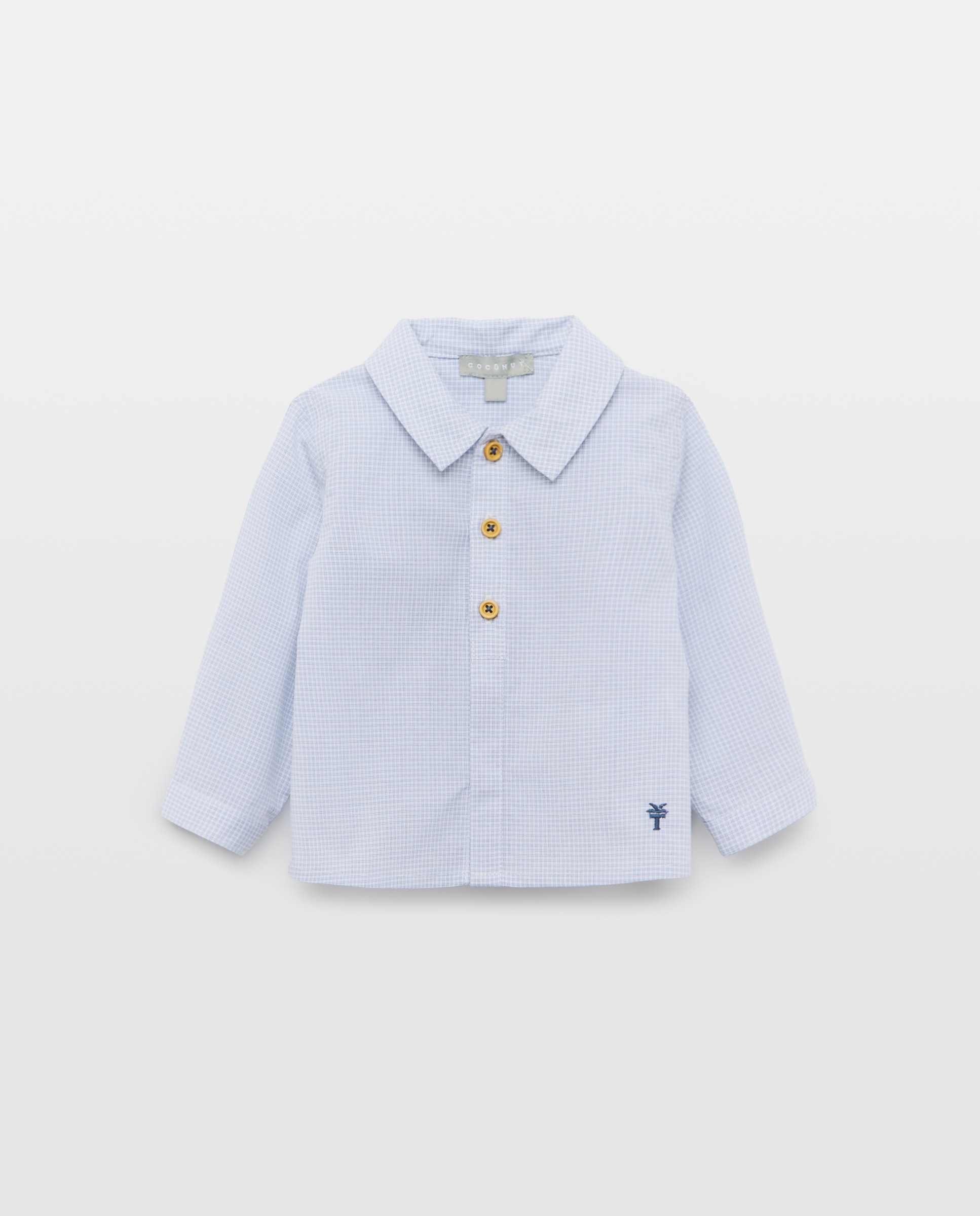 Camisa de manga larga cuello camisero y minicuadros de bebé - Coconut El Corte Inglés - Azul Azul-1