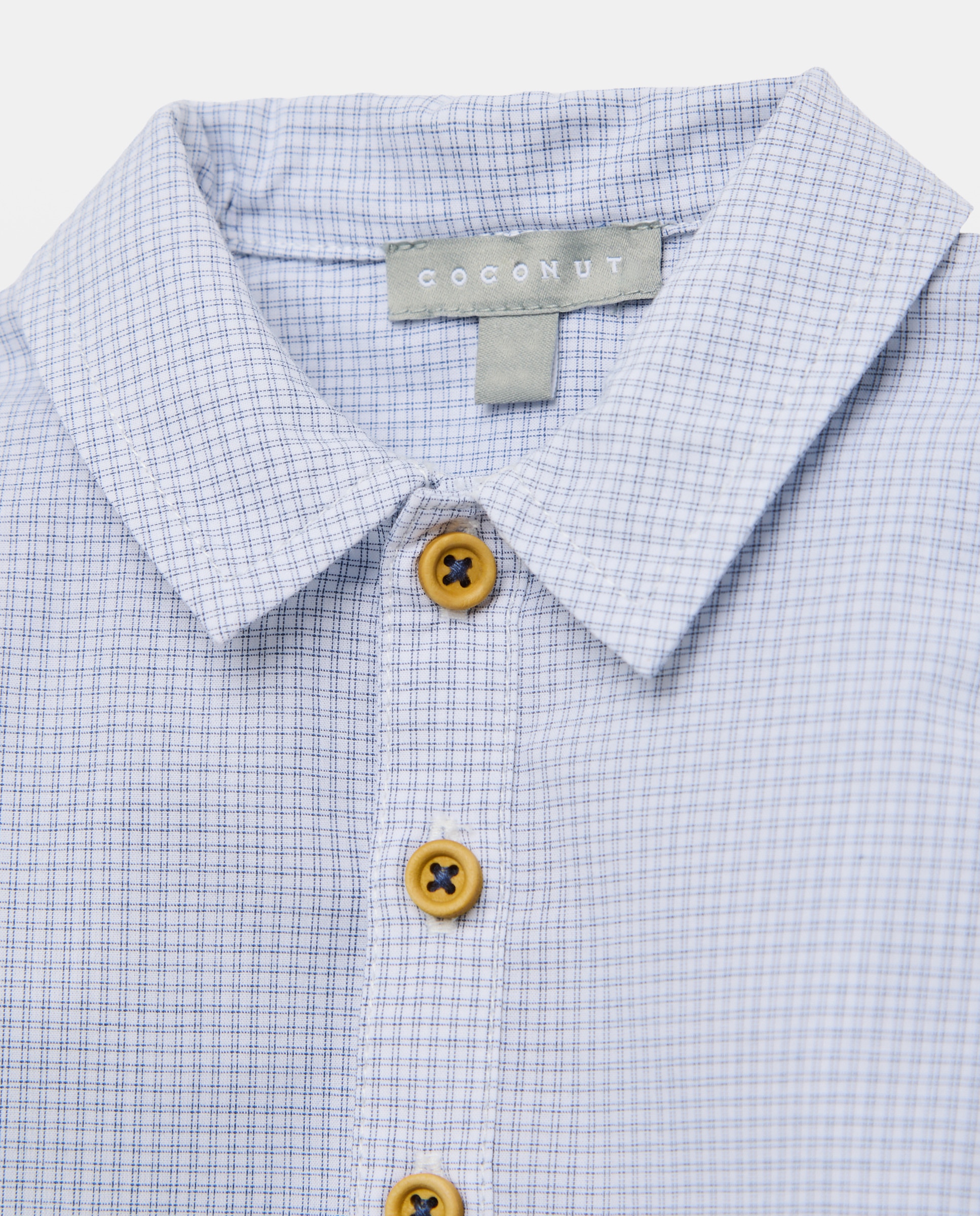 Camisa de manga larga cuello camisero y minicuadros de bebé - Coconut El Corte Inglés - Azul Azul-3