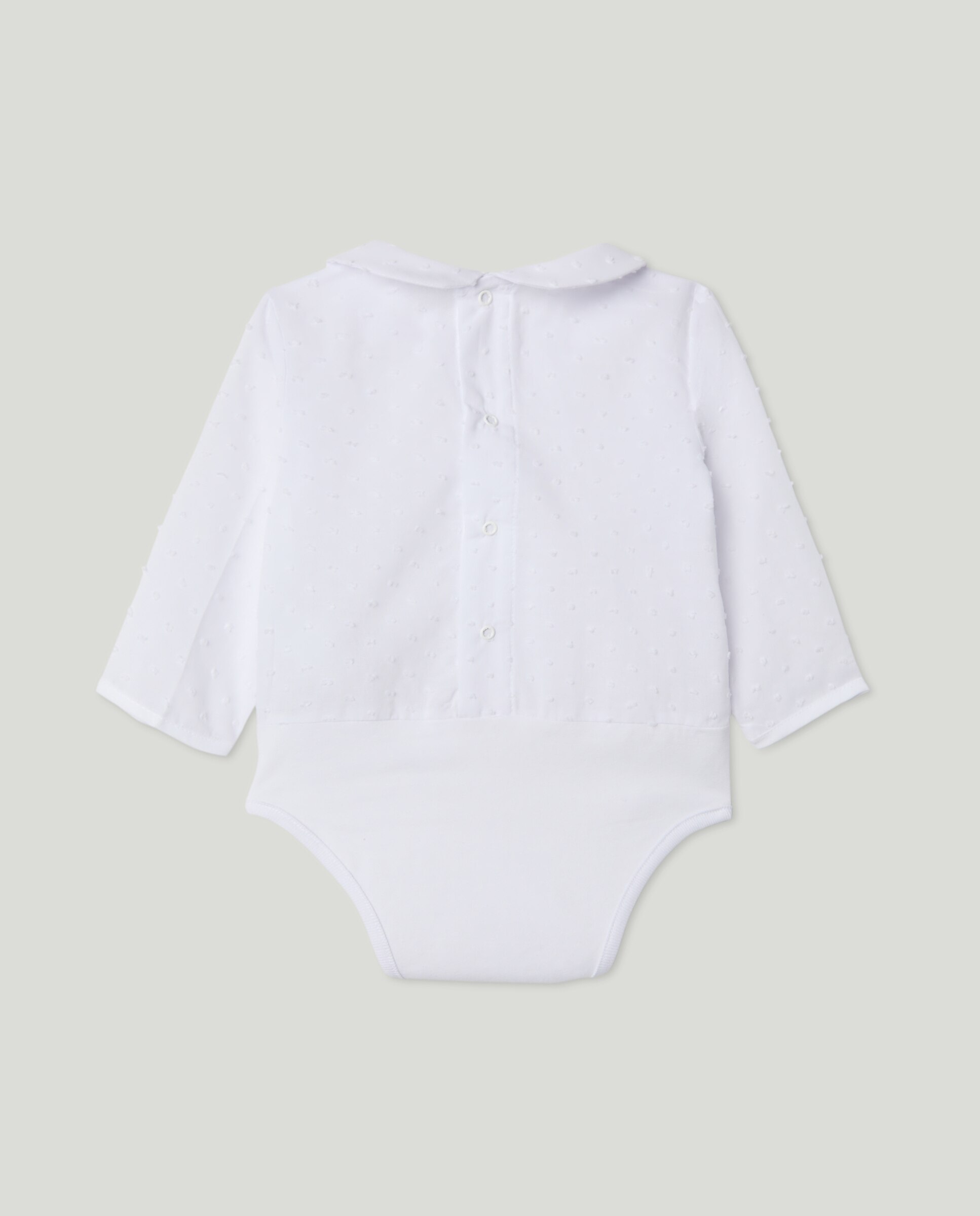 Body de Malha e Plumetti de Bebé com Manga Comprida e Gola Bebé Branco-2
