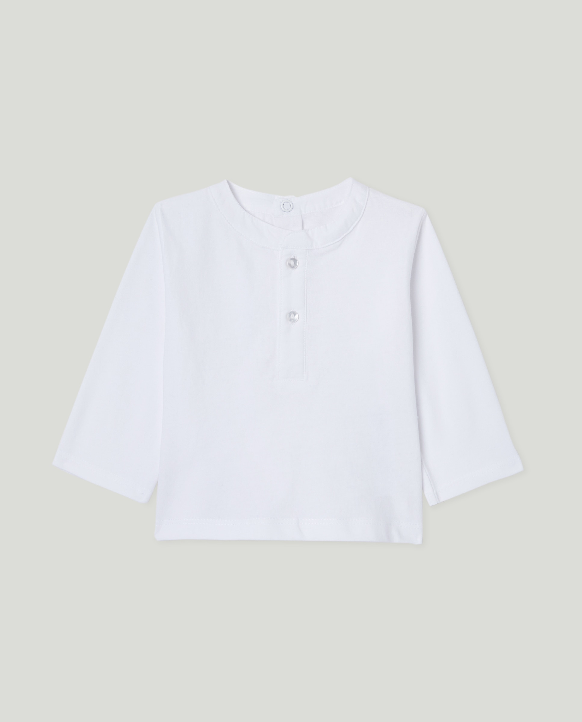 Camisola Básica de Bebé com Manga Comprida Branco-1