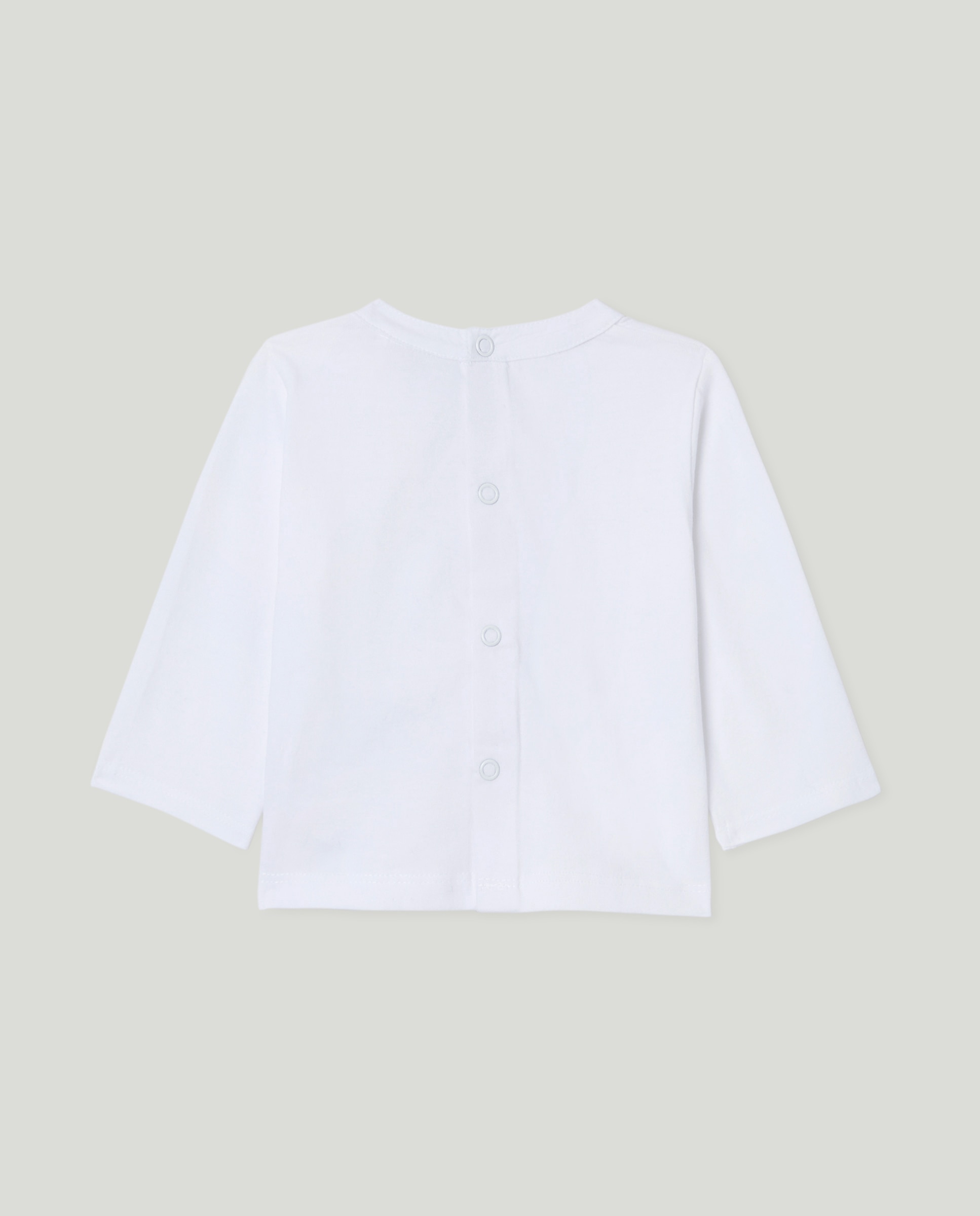 Camisola Básica de Bebé com Manga Comprida Branco-2