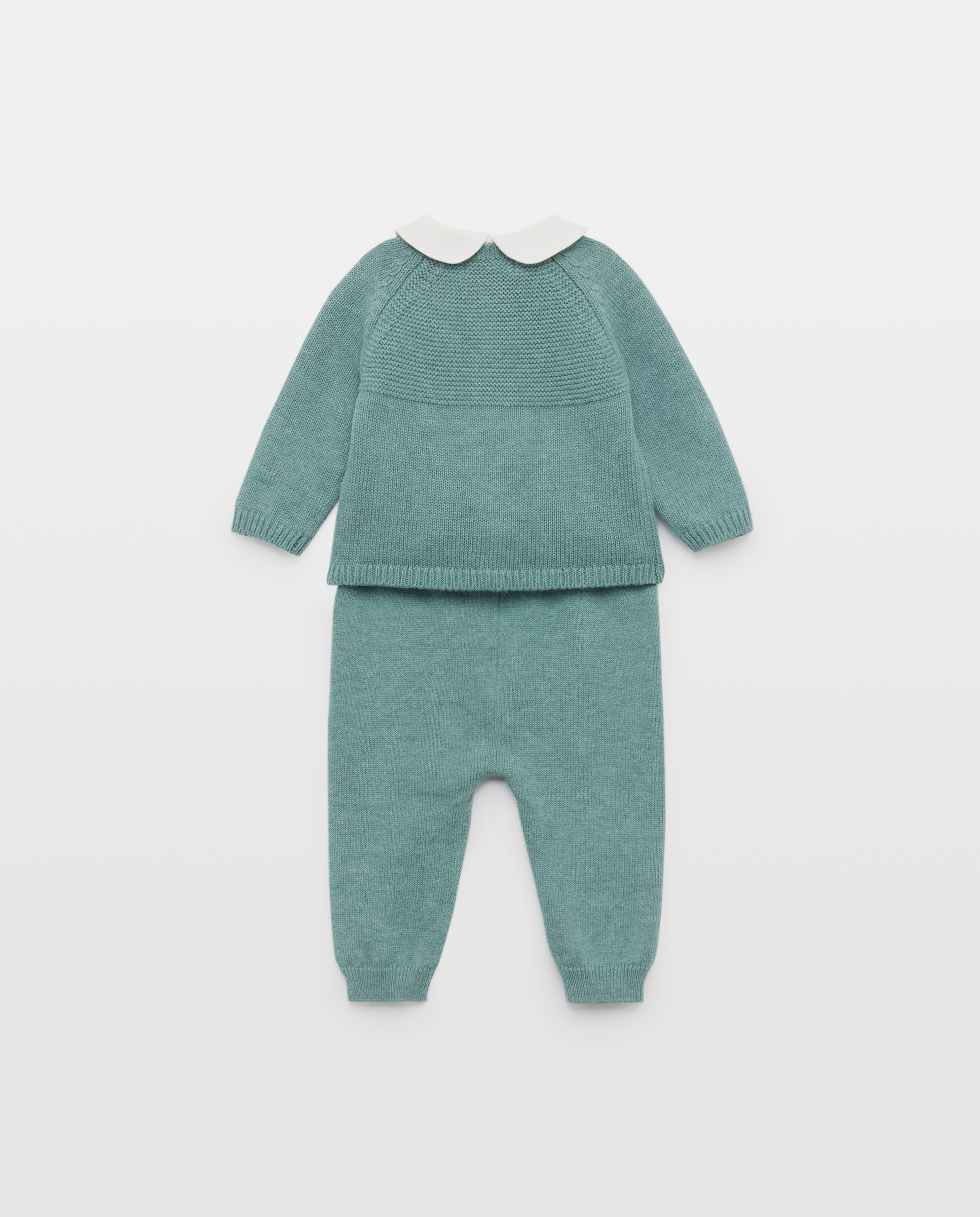 Conjunto de 3 Peças de Bebé: Calças, Camisola e Casaco Verde Bilhar-2