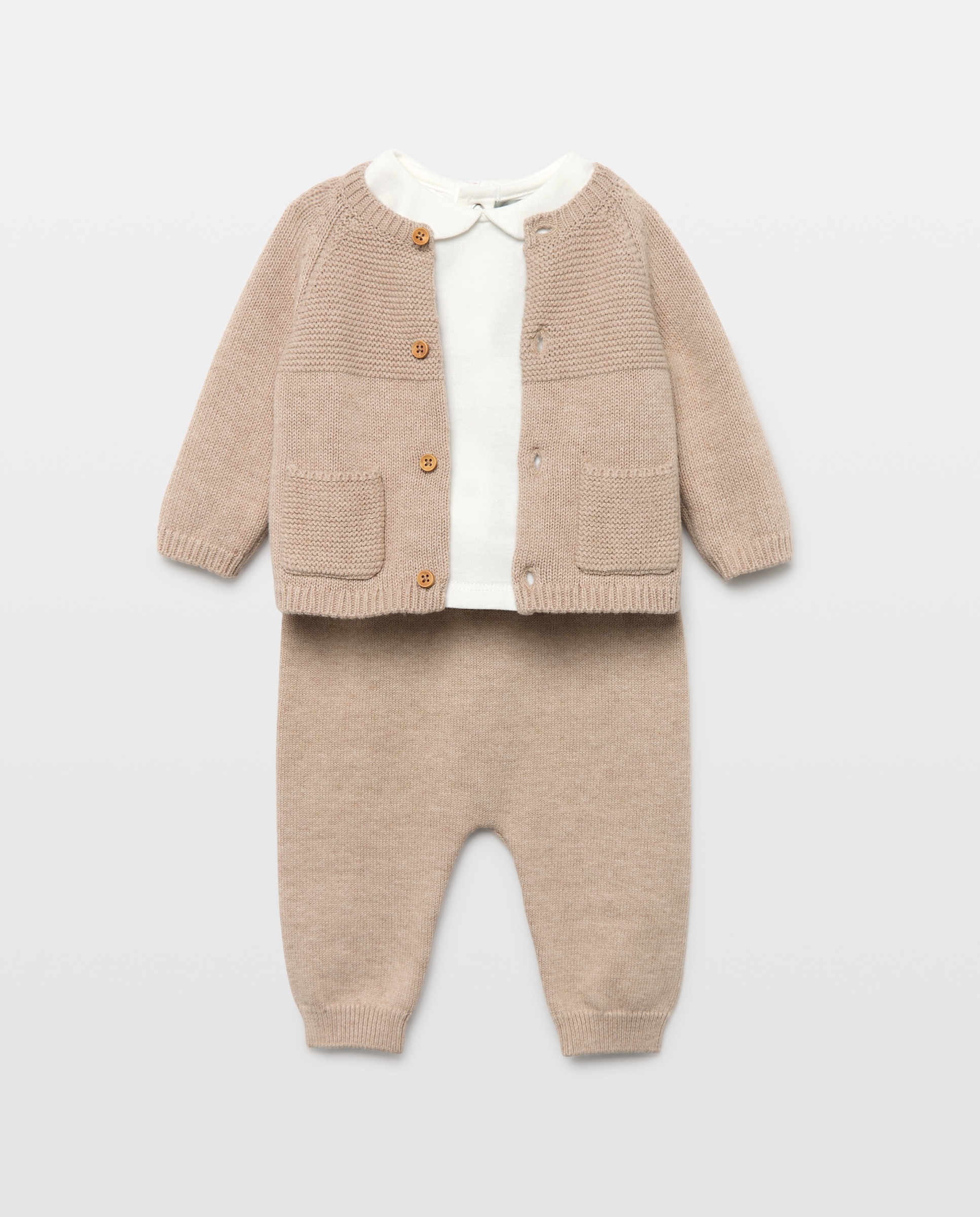 Conjunto 3 piezas de pantalón camiseta y chaqueta de bebé - Coconut El Corte Inglés - Visón claro Visón claro-1