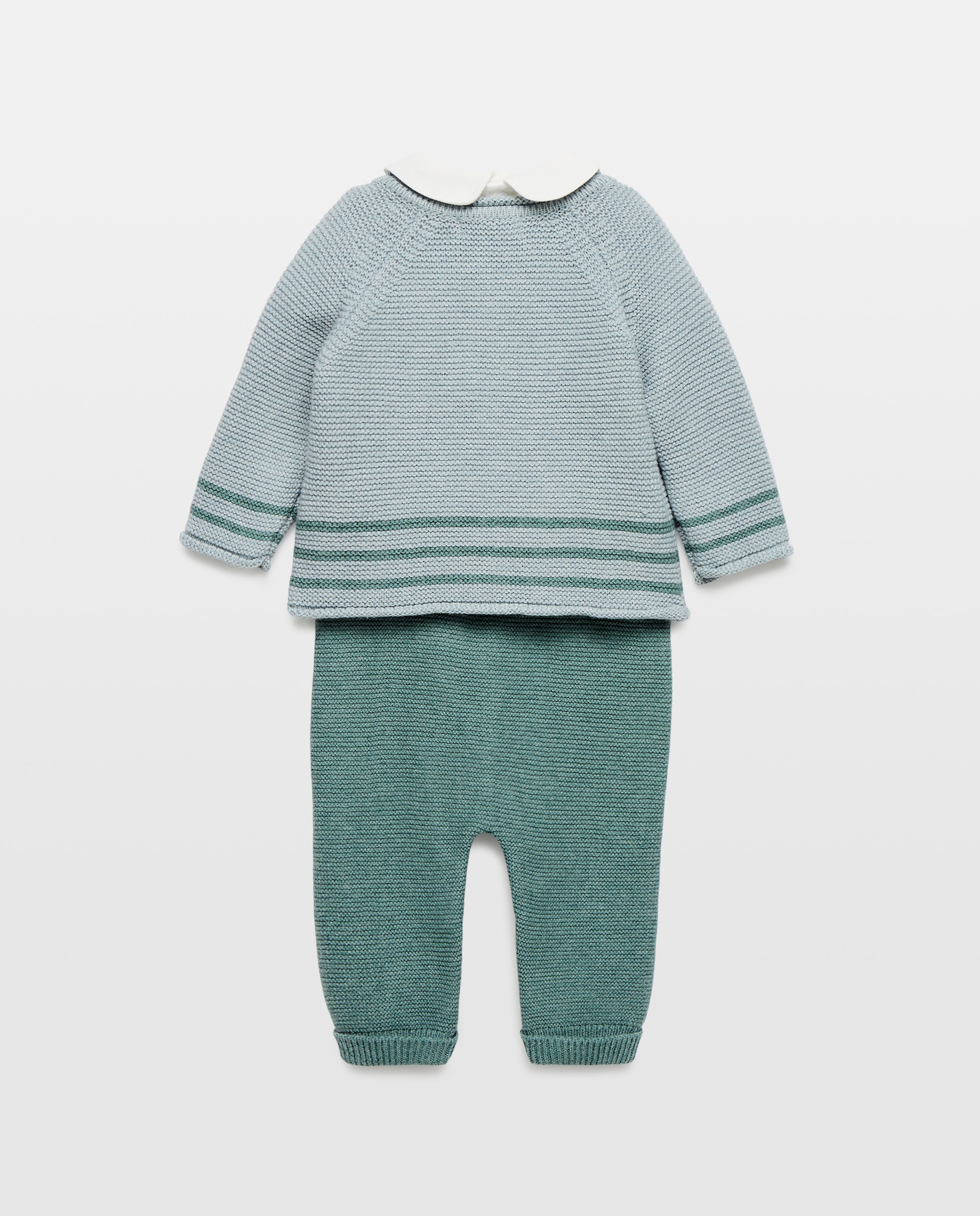 Conjunto de 3 Peças de Bebé com Calças, Camisola e Casaco com Bolso Verde-2