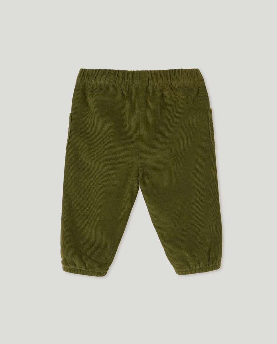 Calças de Bebé em Bombazina Fina Lisa com Bolso Lateral Kiwi-2