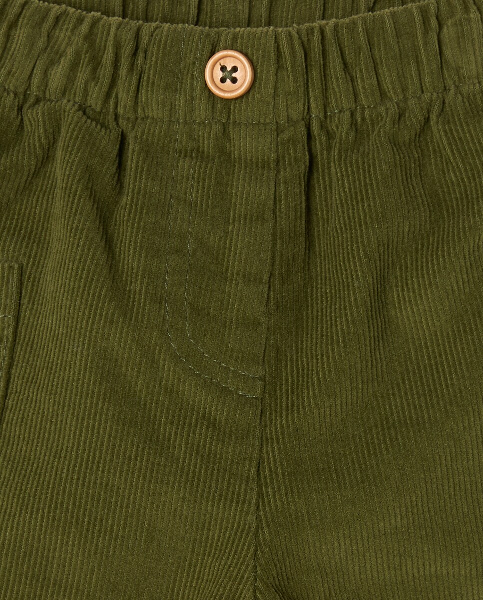 Calças de Bebé em Bombazina Fina Lisa com Bolso Lateral Kiwi-3