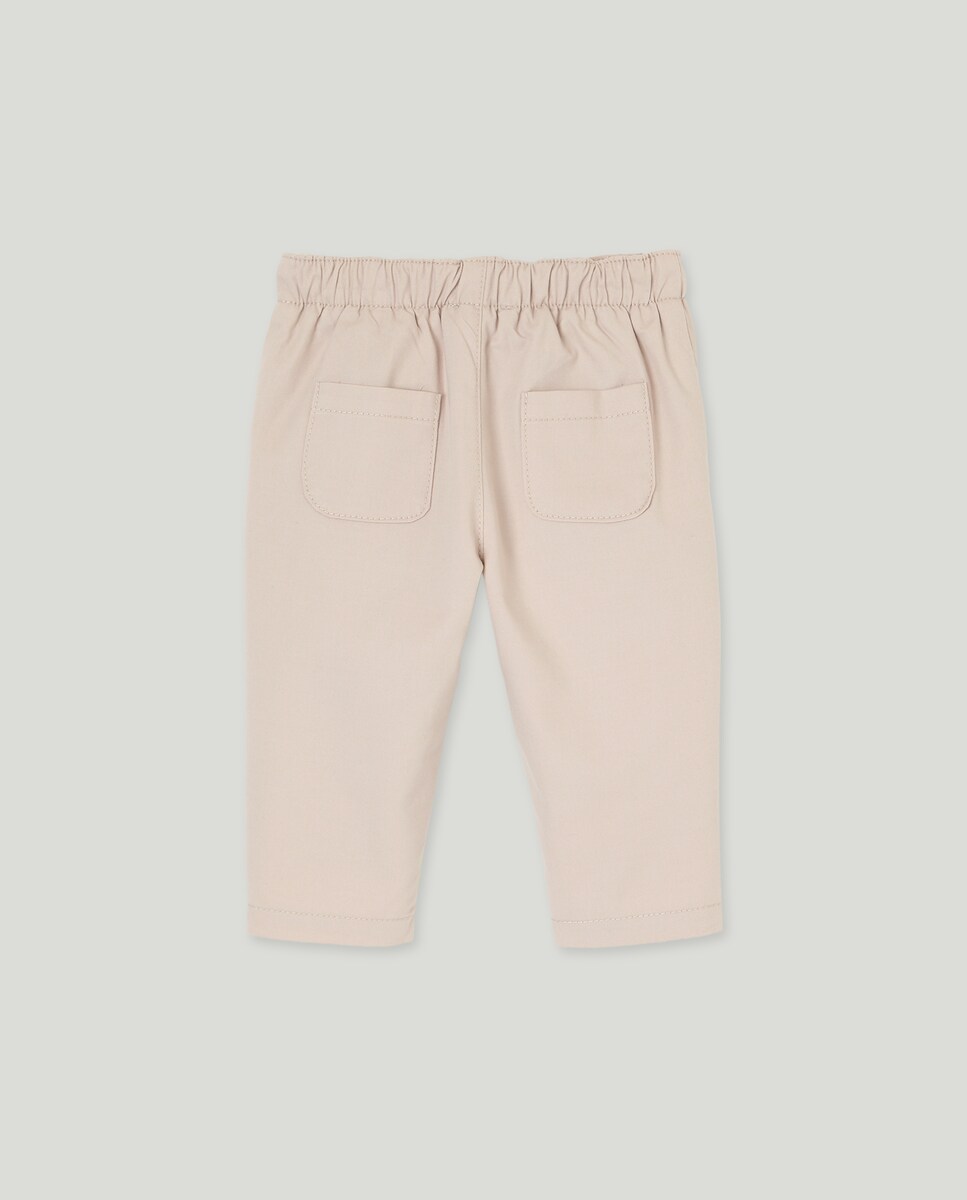 Calças Lisas de Sarja de Bebé com Bolso Vison Claro-2