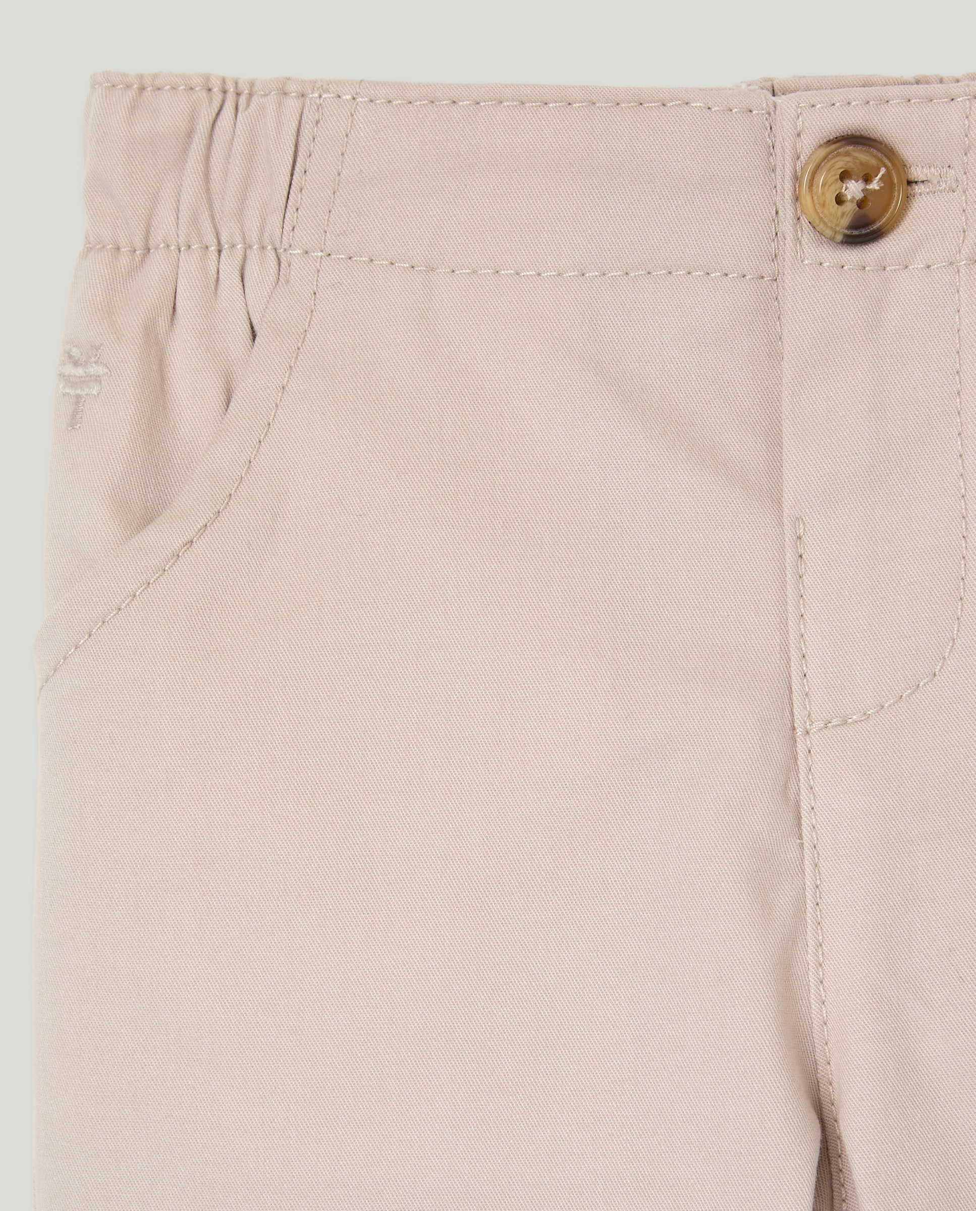 Calças Lisas de Sarja de Bebé com Bolso Vison Claro-3