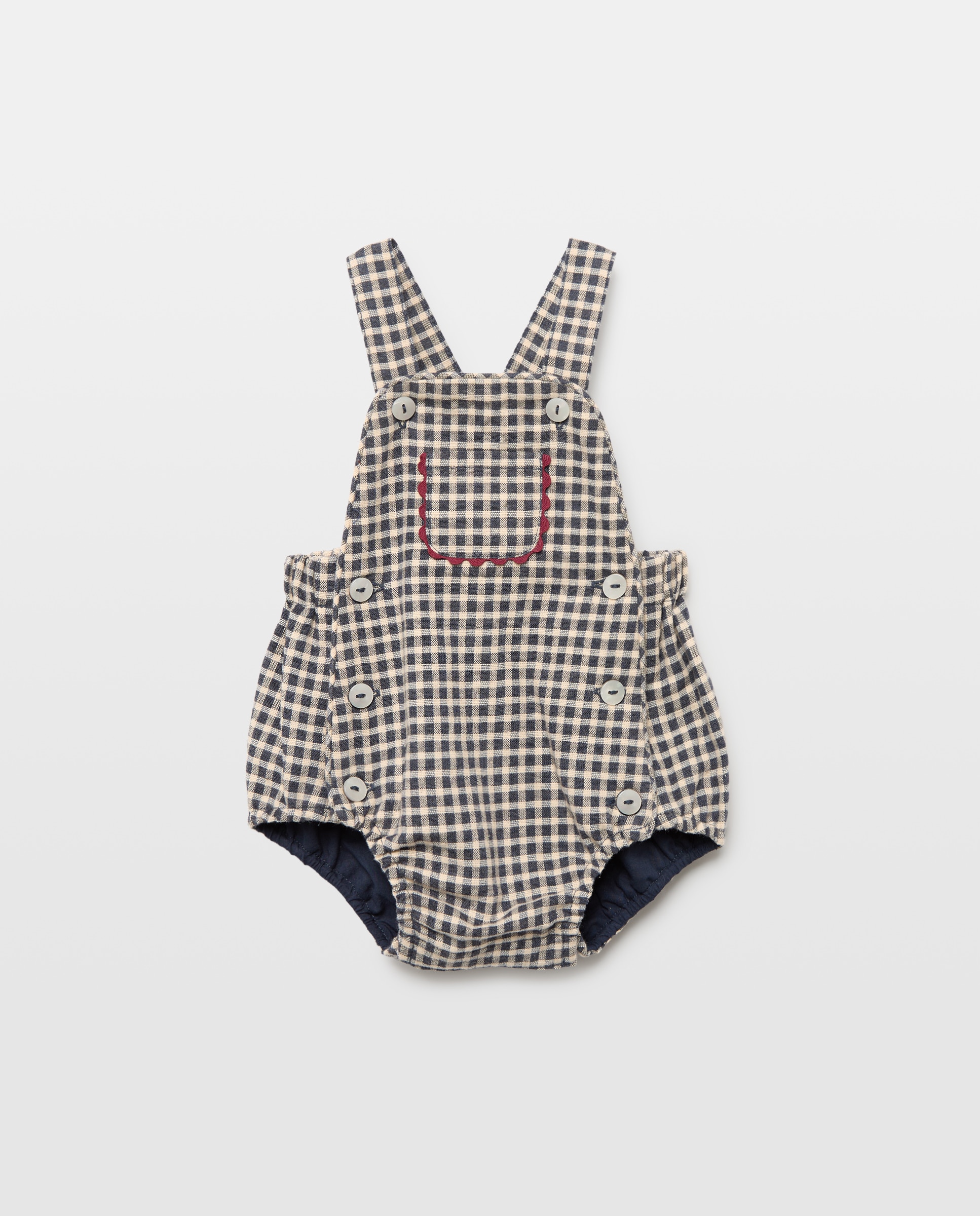 Imagen 0 de Ranita con tirantes con bolsillo picunela vichy especial de bebé Azul