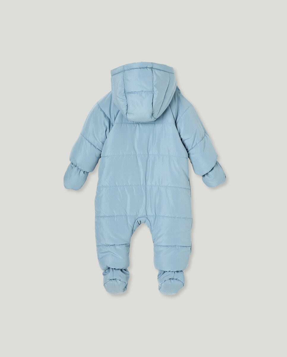 Babygrow de Microfibra de Bebé Pés + Mãos com Bolsos Azul-2