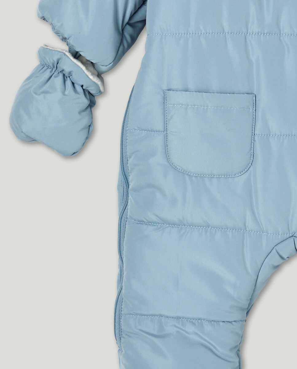 Babygrow de Microfibra de Bebé Pés + Mãos com Bolsos Azul-3