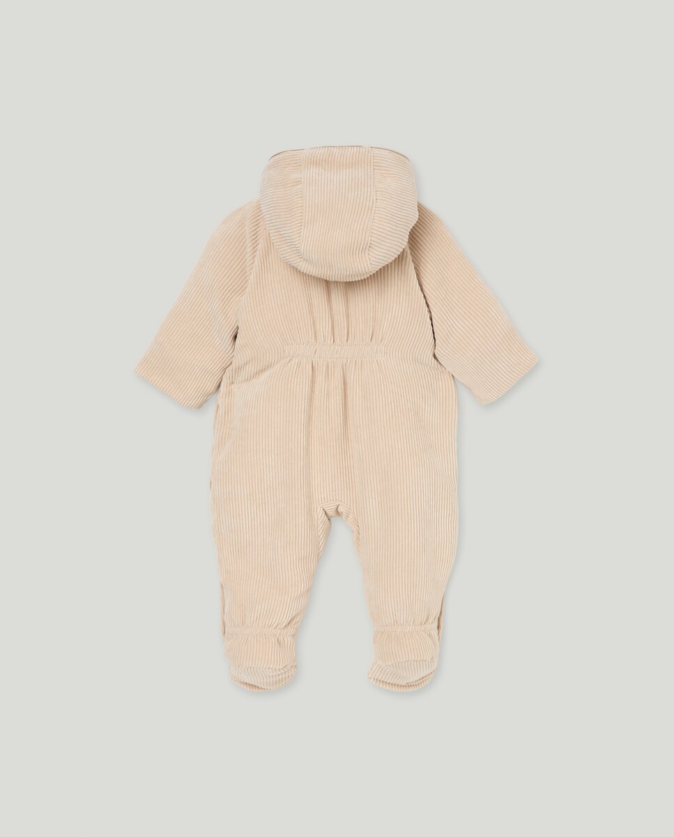 Babygrow de Bombazina de Bebé com Botões e Bolsos Bege-2