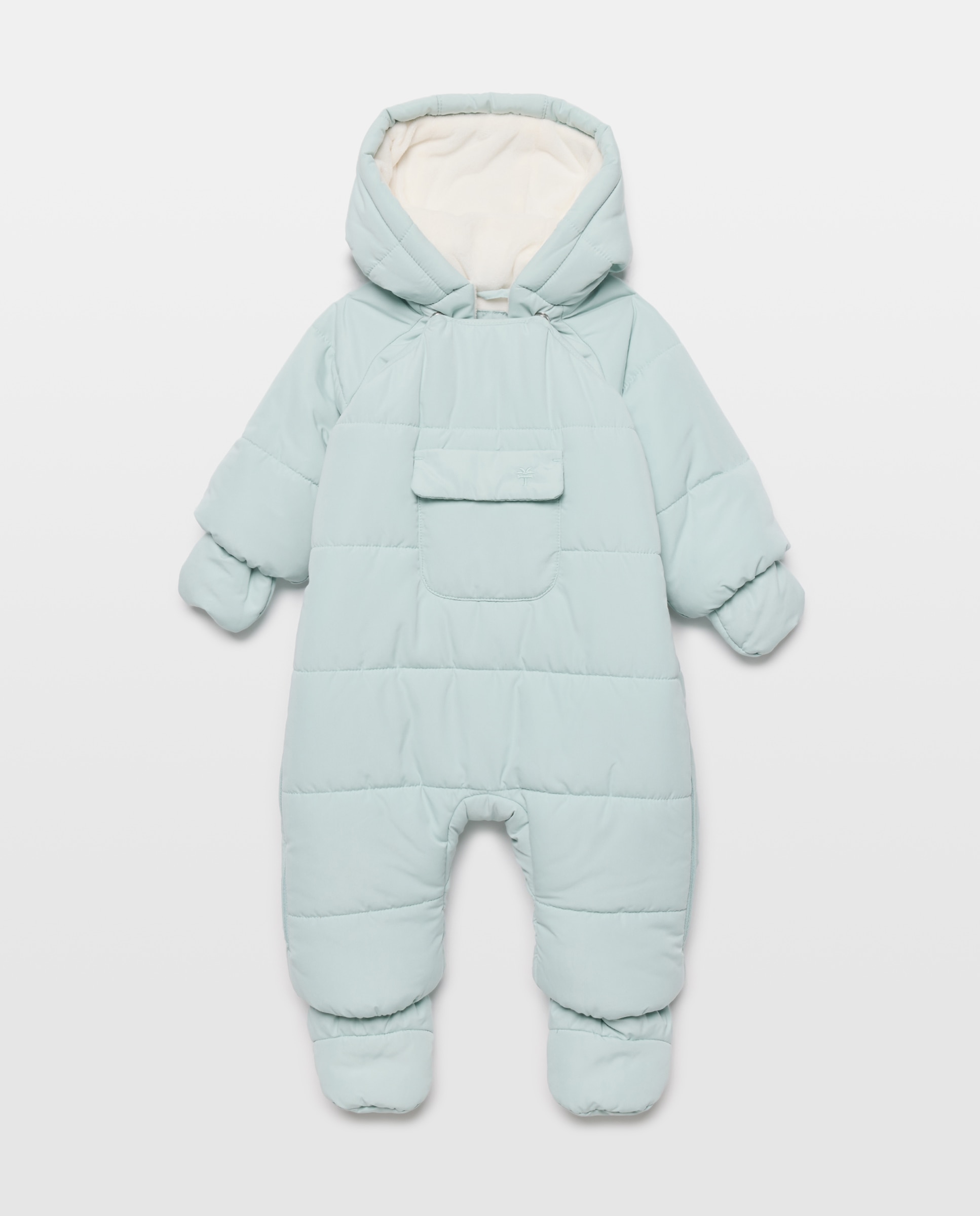 Imagem 0 de Babygrow de Bebé de Microfibra com Pés + Mãos com Botões de Pressão e Bolso à Frente