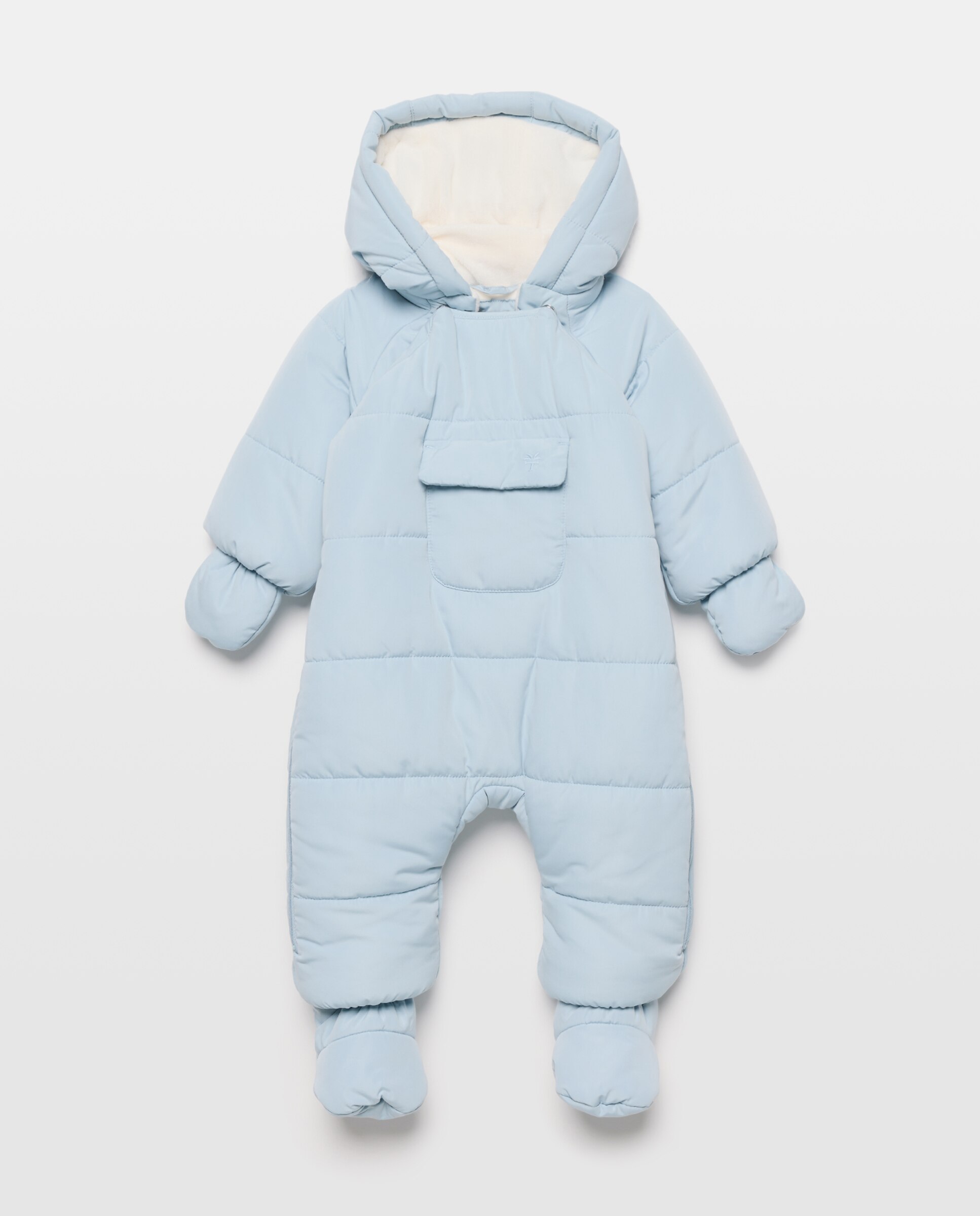 Imagem 0 de Babygrow de Bebé de Microfibra com Pés + Mãos com Botões de Pressão e Bolso à Frente