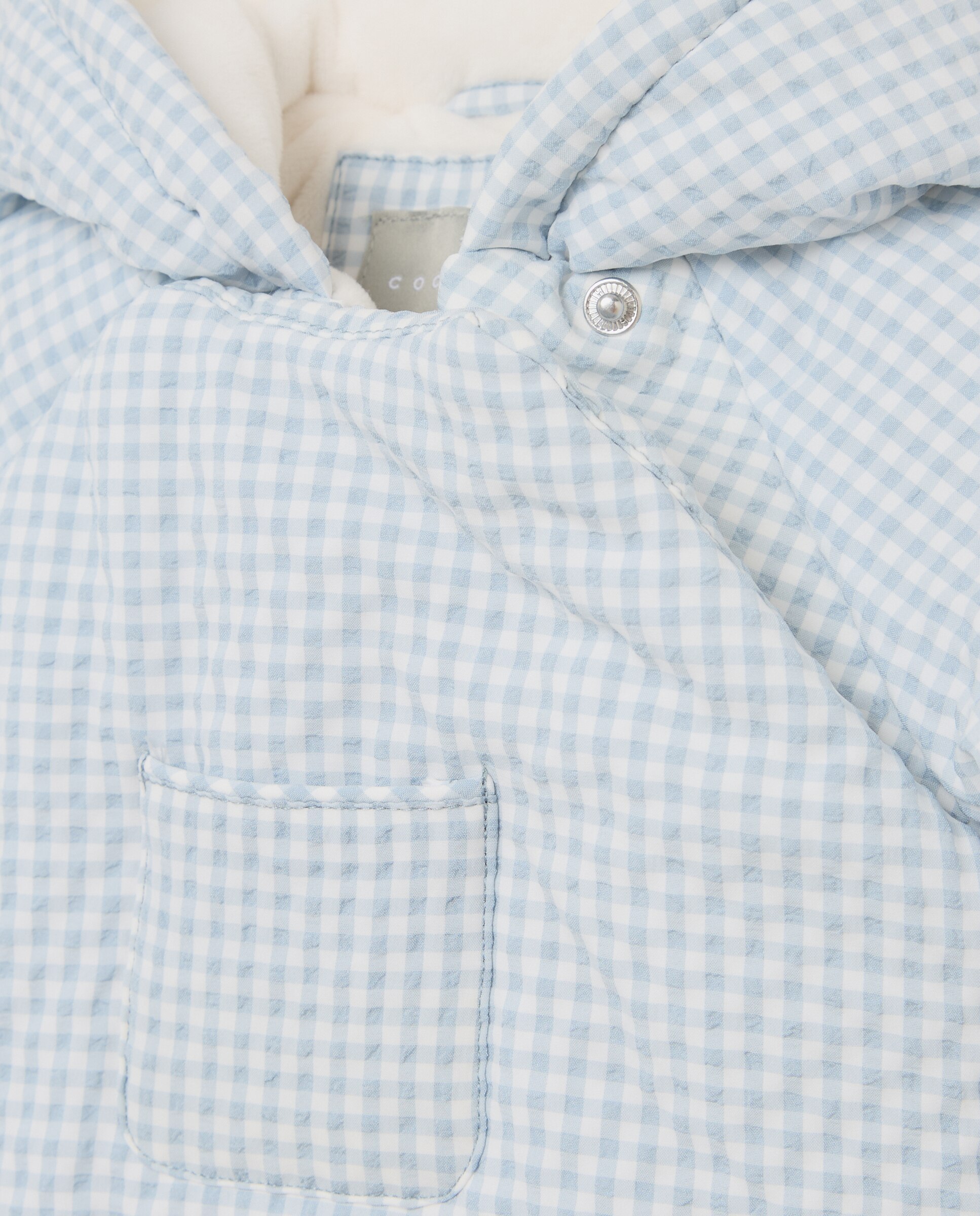 Babygrow de Nylon de Bebé Pés + Mãos em Seersucker Vichy com Bolso Coconut El Corte Inglés Verde-3
